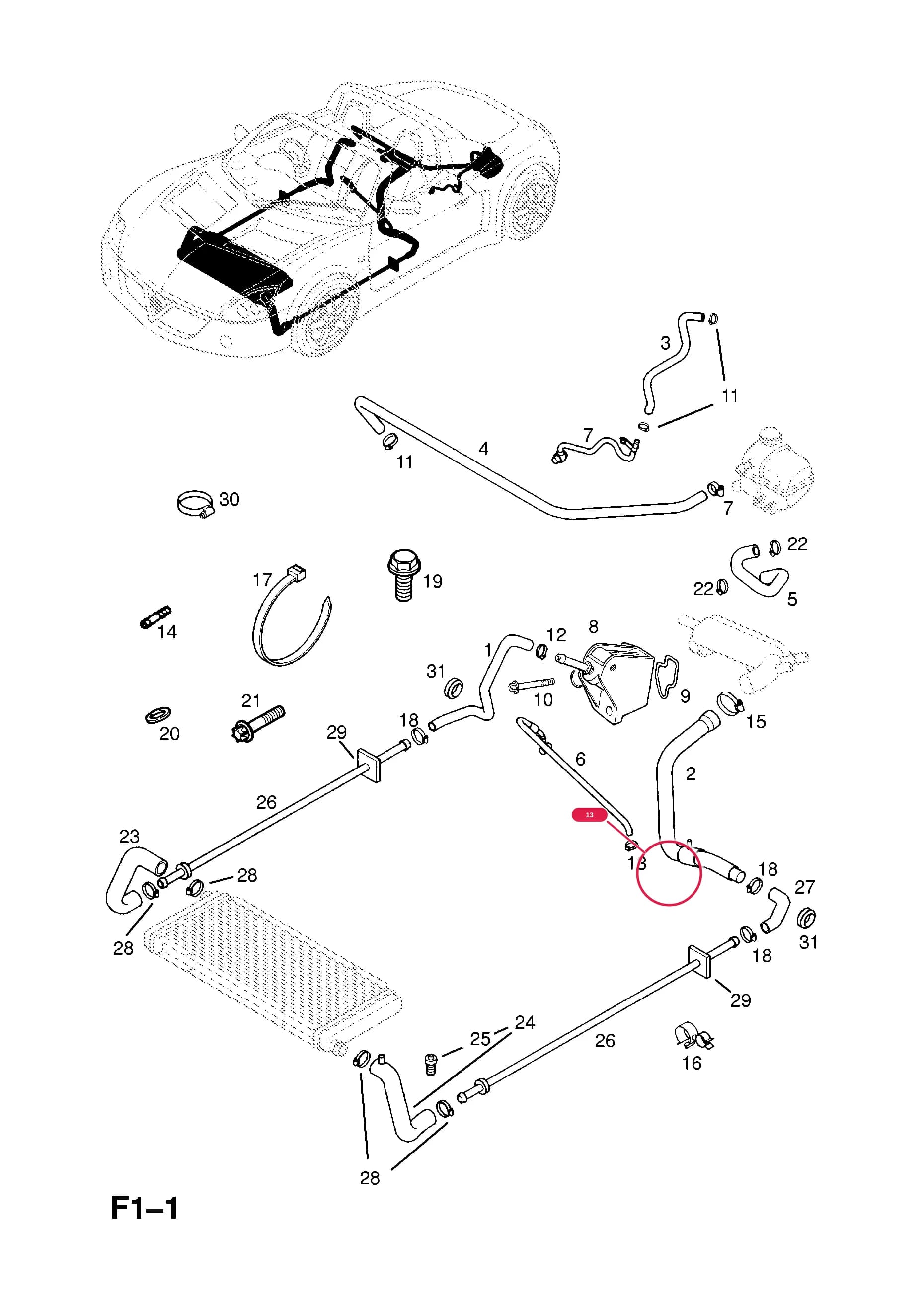 CLAMP,HOSE,TURBOCHARGER,FEED — Opel  SPEEDSTER ( 2001 -  2004) — F COOLING › 5.HOSES AND PIPES