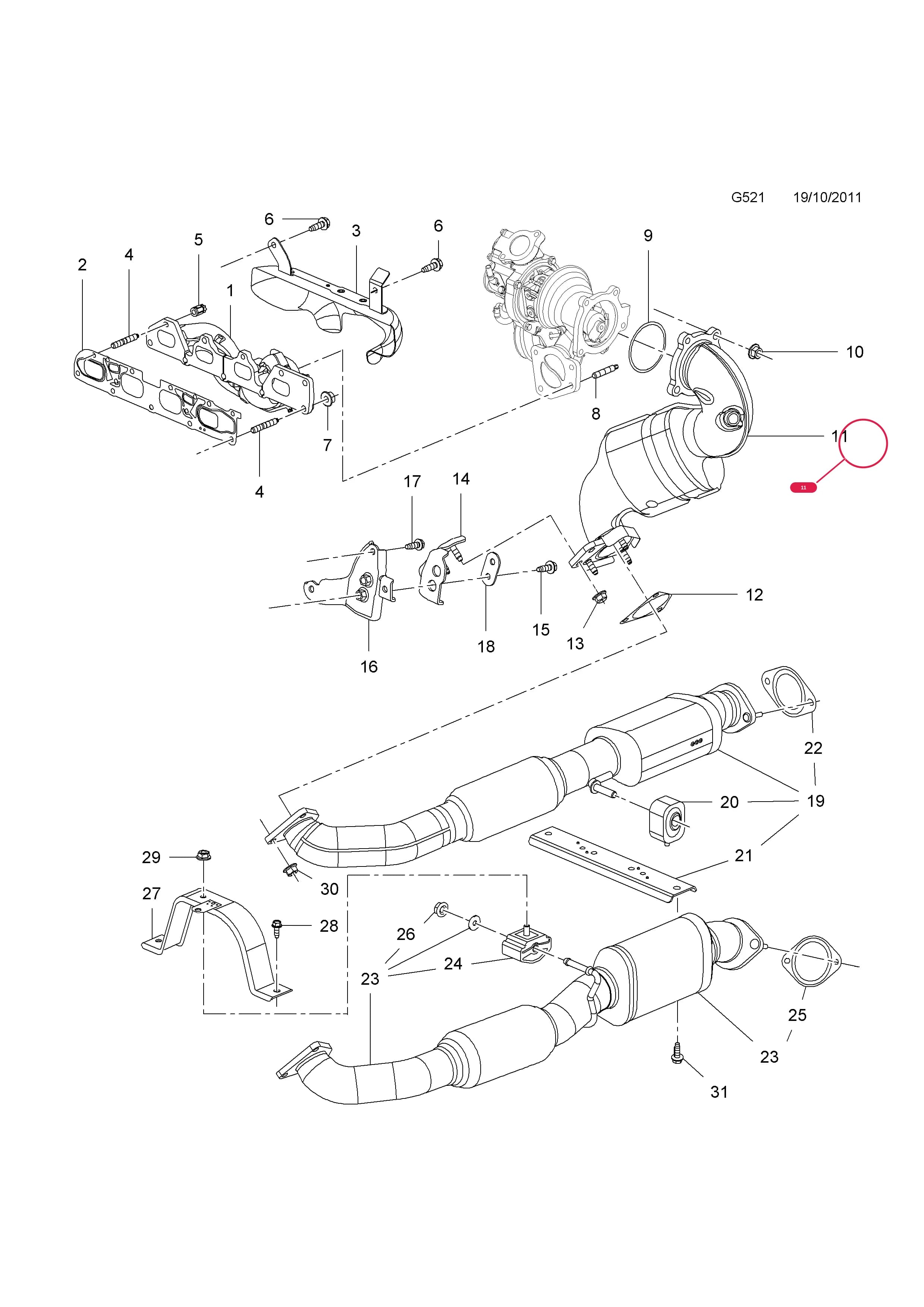 CONVERTER,ASSY.,CATALYTIC (CORE RETURN NO. 9117104   95 08 030) — Opel  INSIGNIA ( 2009 - ) — G FUEL AND EXHAUST › 5 A20NHT[LDK],A20NFT[LHU] PETROL ENGINES