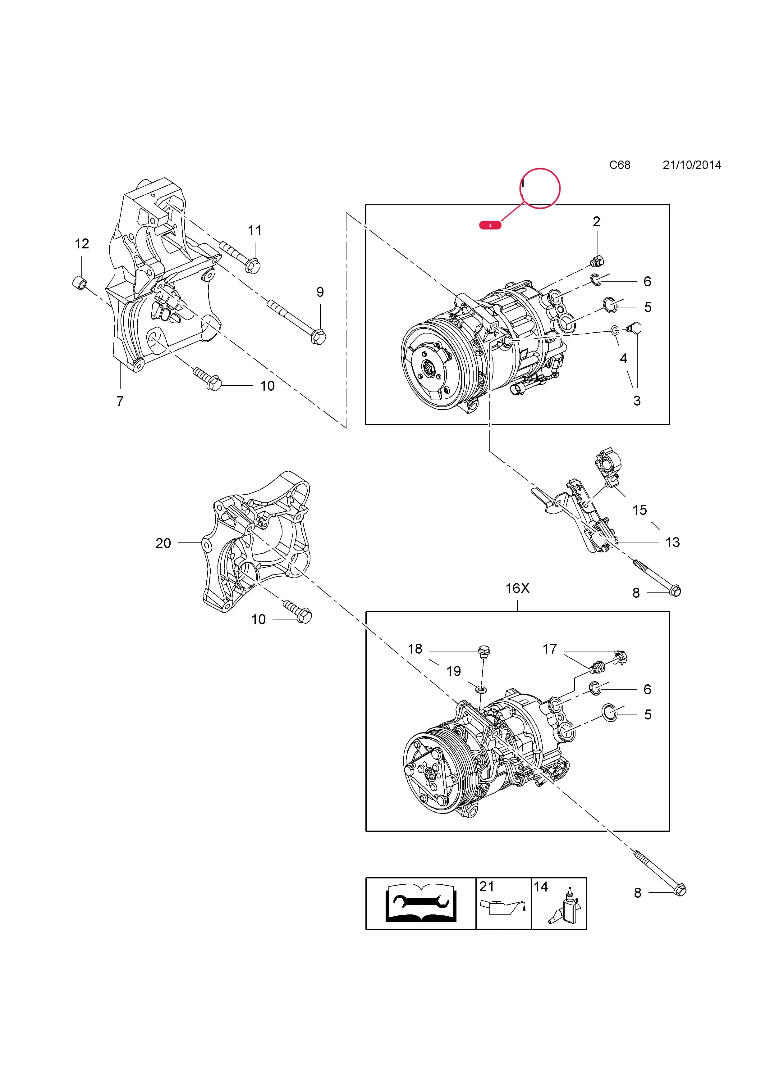 COMPRESSOR,ASSY.,AIR CONDITIONING (CORE RETURN NO. 95516246   95 18 091) — Opel  INSIGNIA ( 2009 - ) — C BODY INTERIOR FITTINGS › 5 HEATER, AIR CONDITIONING AND VENTILATION
