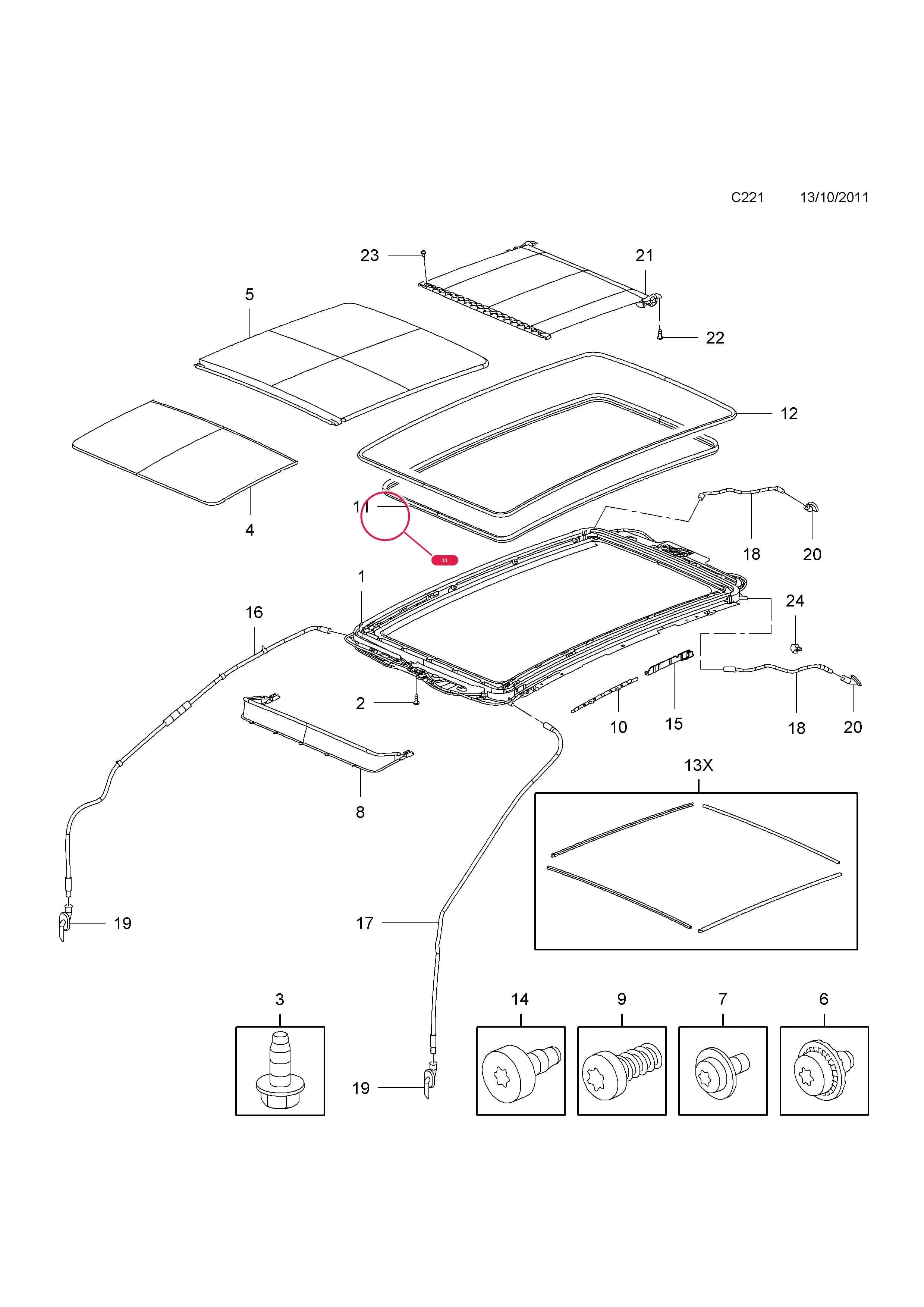 SEAL,SUN ROOF,INNER — Opel  INSIGNIA ( 2009 - ) — C BODY INTERIOR FITTINGS › 18 ROOF FITTINGS