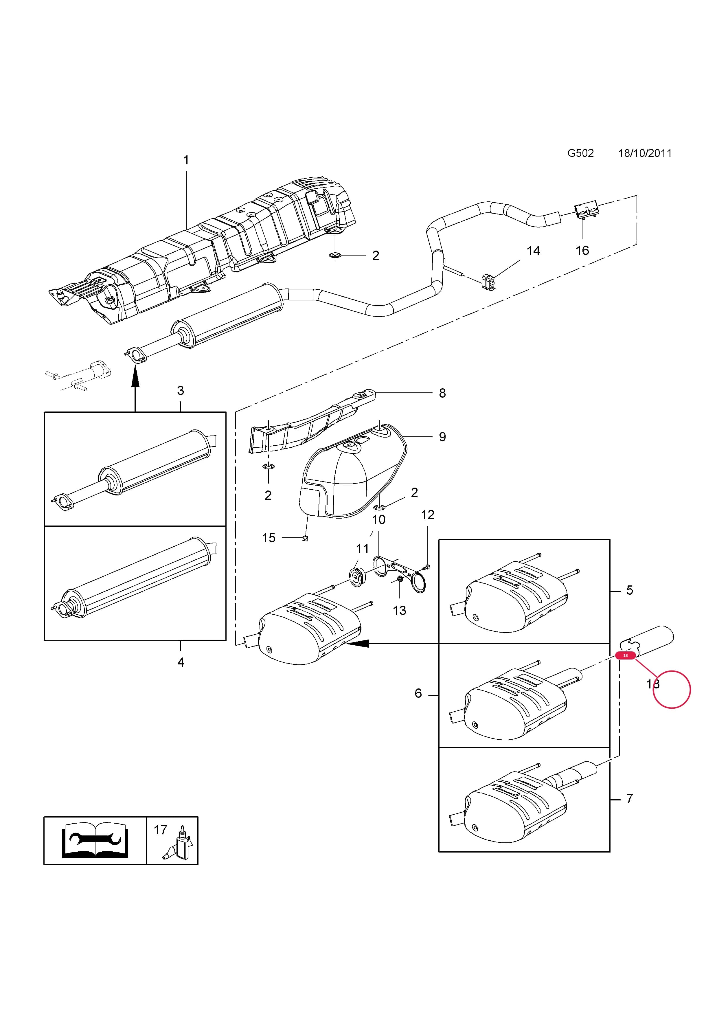 EXTENSION,EXHAUST TAIL PIPE — Opel  INSIGNIA ( 2009 - ) — G FUEL AND EXHAUST › 2 A16XER[LDE],A18XER[2H0],B18XER[2H0] PETROL ENGINES