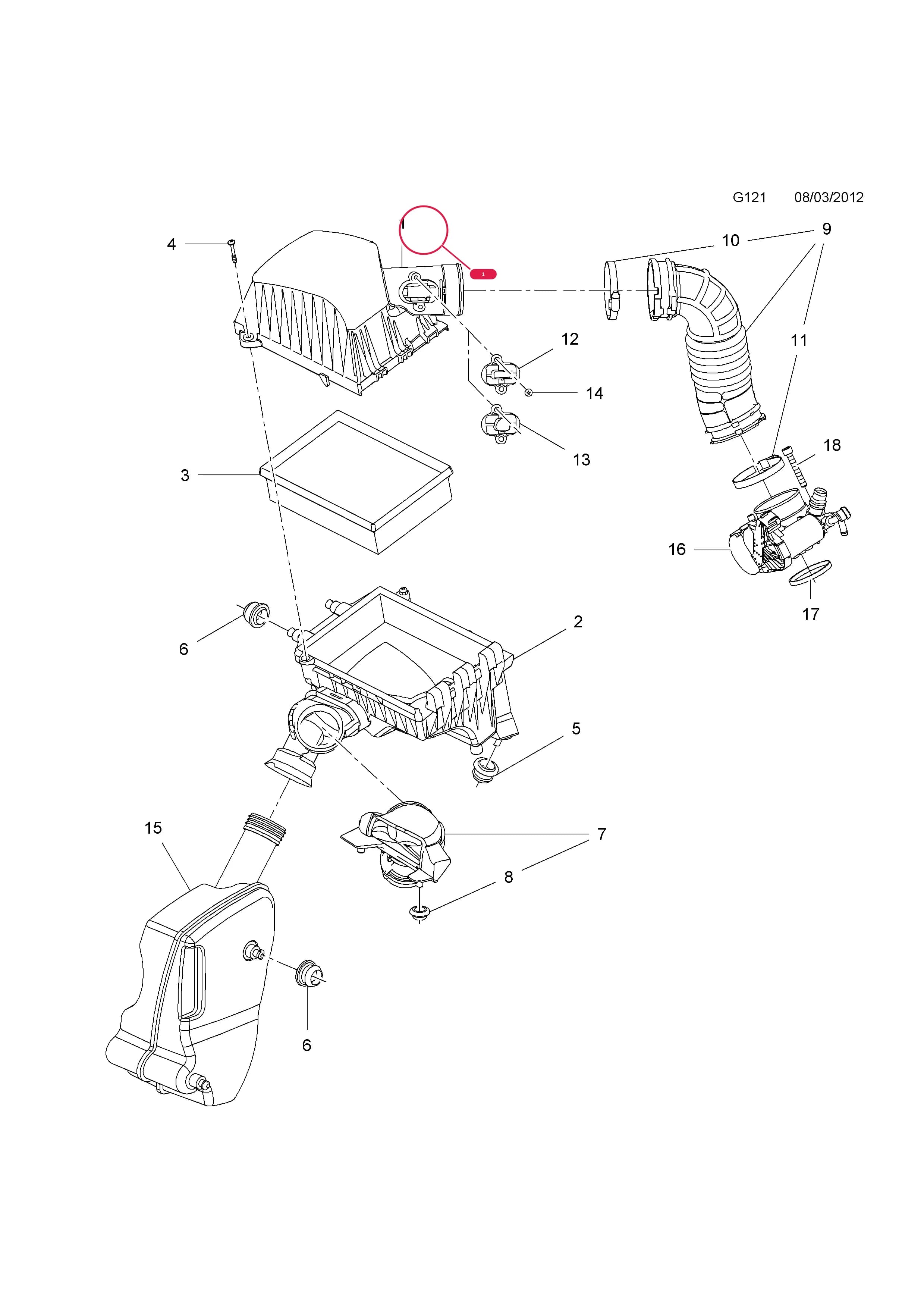 COVER,ASSY.,AIR CLEANER,UPPER — Opel  MOKKA ( 2013 - ) — G FUEL AND EXHAUST › 2 A16XER[LDE],B16XER[LDE],A18XER[2H0] PETROL ENGINES