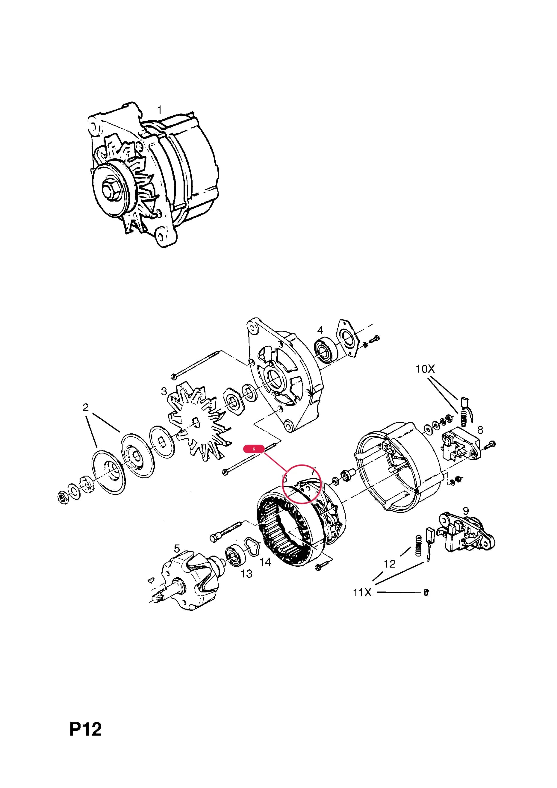 -STATOR,ALTERNATOR (FOR USE WITH 45AMP. ALTERNATOR) (NLS.- NO REPLACEMENT PART) — Opel  ASCONA-C ( 1982 -  1988) — P ELECTRICAL › 1 ENGINE AND COOLING