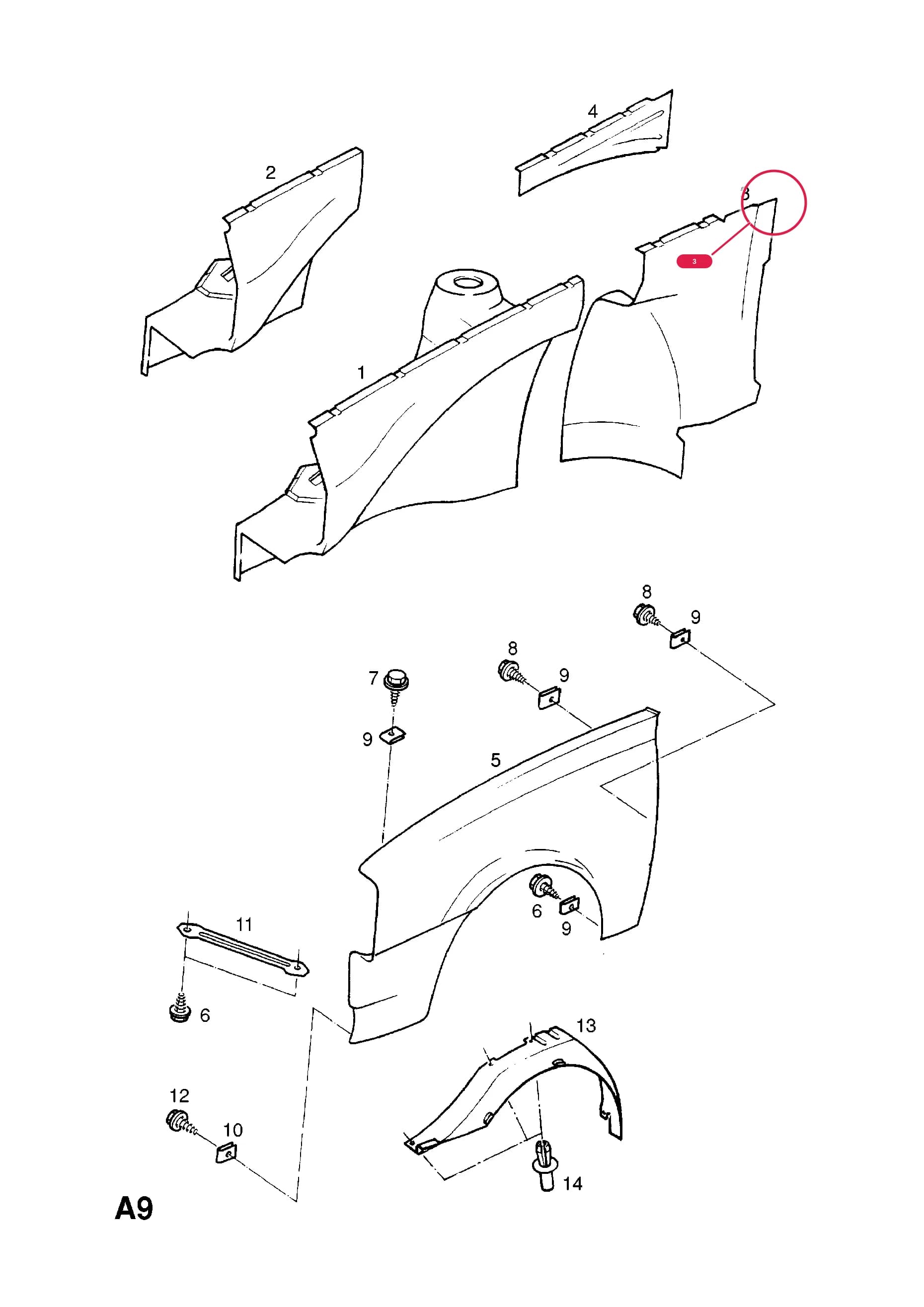 WHEELHOUSE,FRONT,RH,REAR (NLS.- NO REPLACEMENT PART) — Opel  ASCONA-C ( 1982 -  1988) — A BODY SHELL AND PANELS › 3 FRONT END