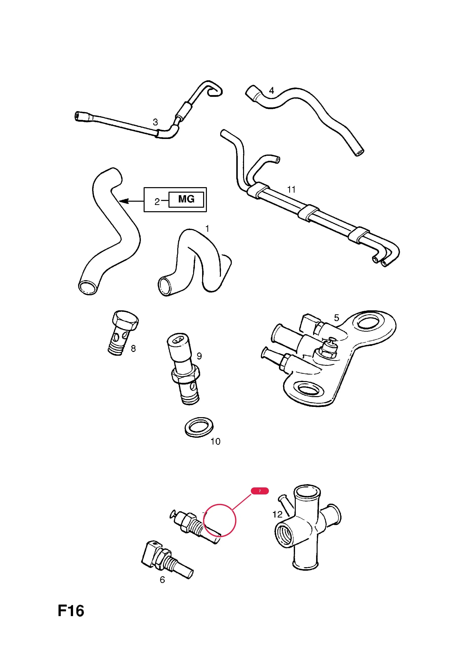 -SENSOR,TEMPERATURE GAUGE (EXCEPT JAPAN) — Opel  VECTRA-A ( 1989 -  1995) — F COOLING › 25.HOSES AND PIPES (CONTD.)