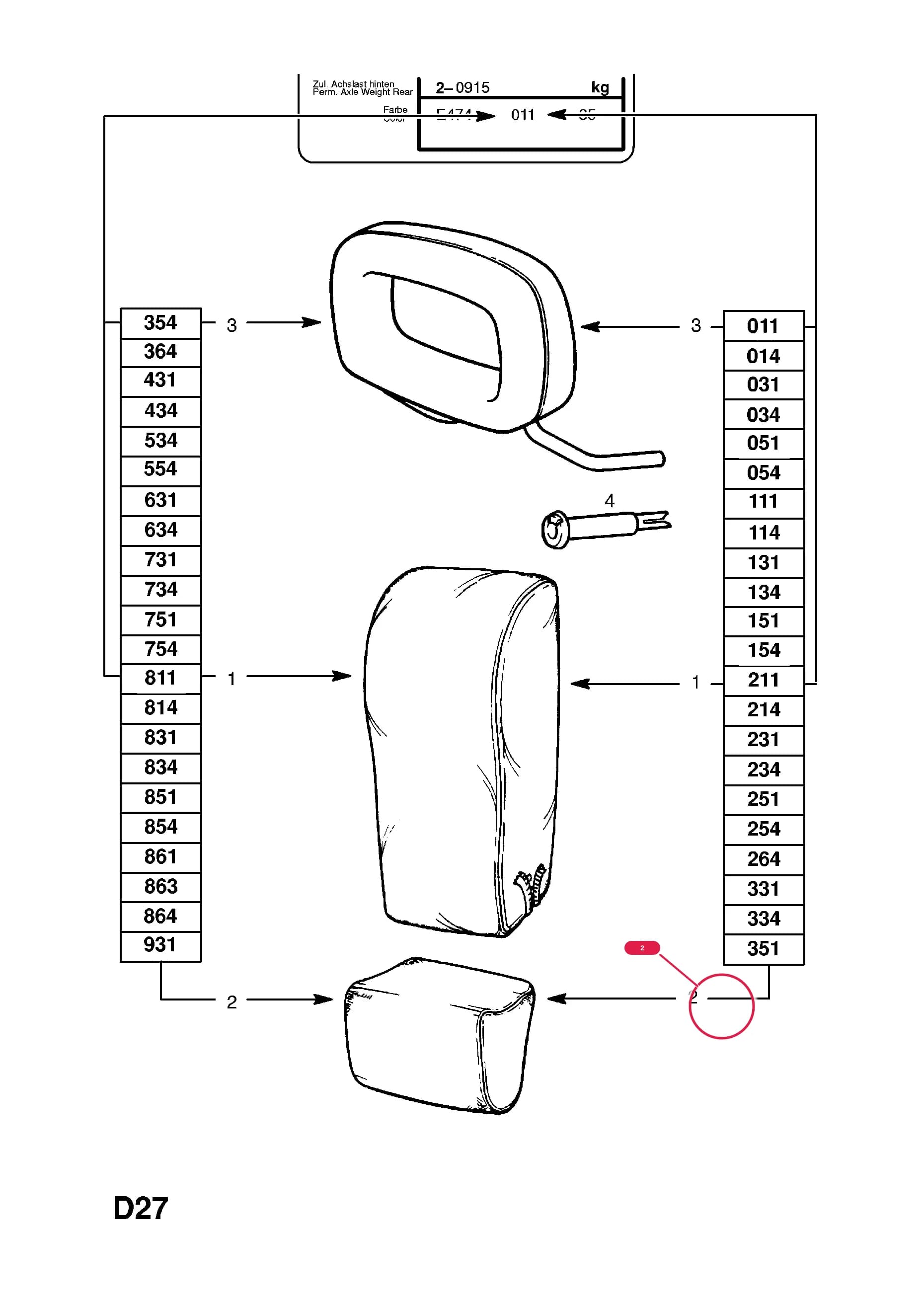 TRIM,LOWER,ARMREST APERTURE,BLUE (TRIM COMBINATION CODE 011) (NLS.- NO REPLACEMENT PART)  (PRODUCTION NO. 90307509) — Opel  VECTRA-A ( 1989 -  1995) — D BODY INTERIOR TRIM › 9 REAR SEAT TRIM