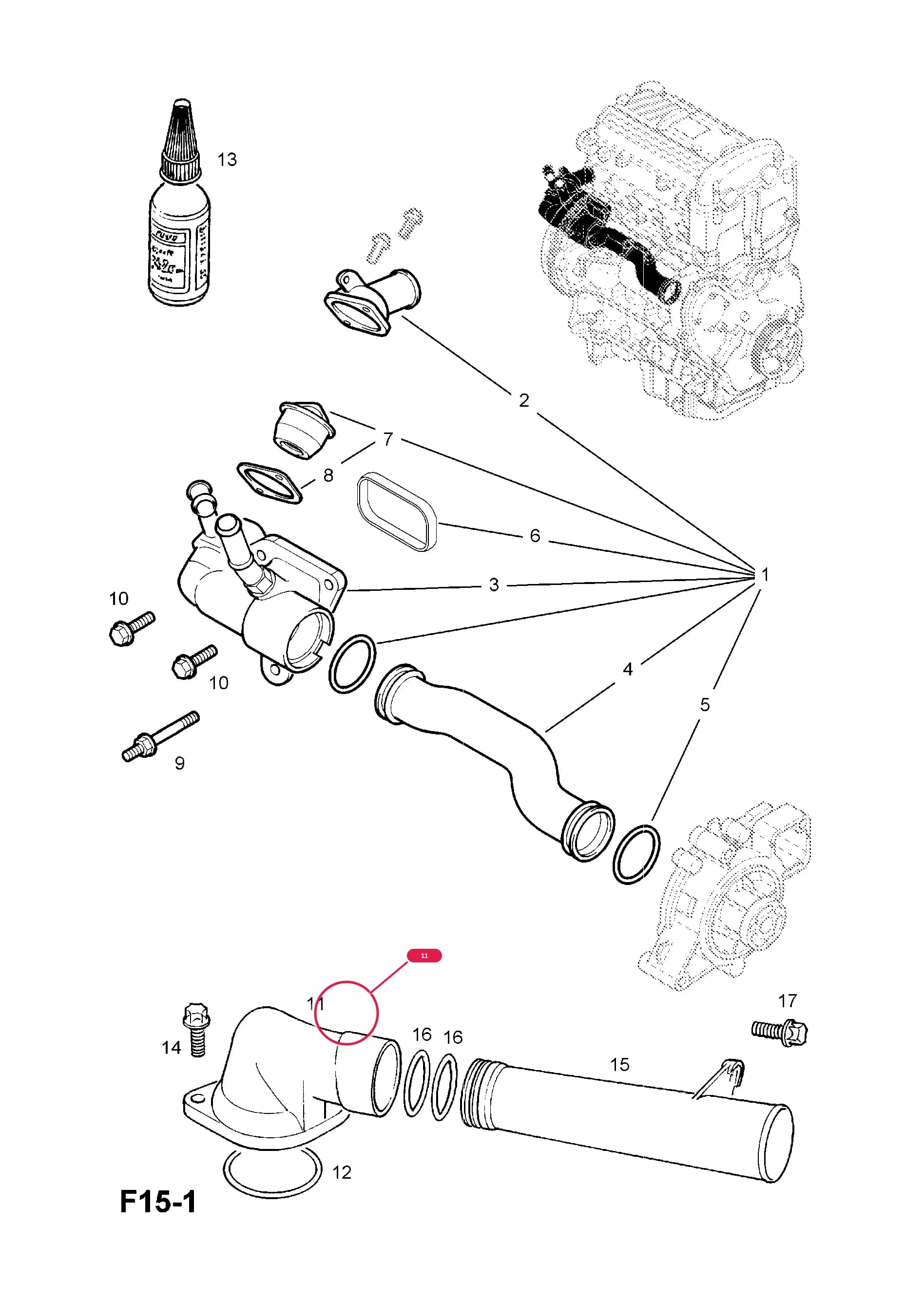 THERMOSTAT,AND FLANGE,ASSY. — Opel  VECTRA-B ( 1996 -  2002) — F COOLING › 50.THERMOSTAT, HOUSING AND WATER OUTLET (CONTD.)