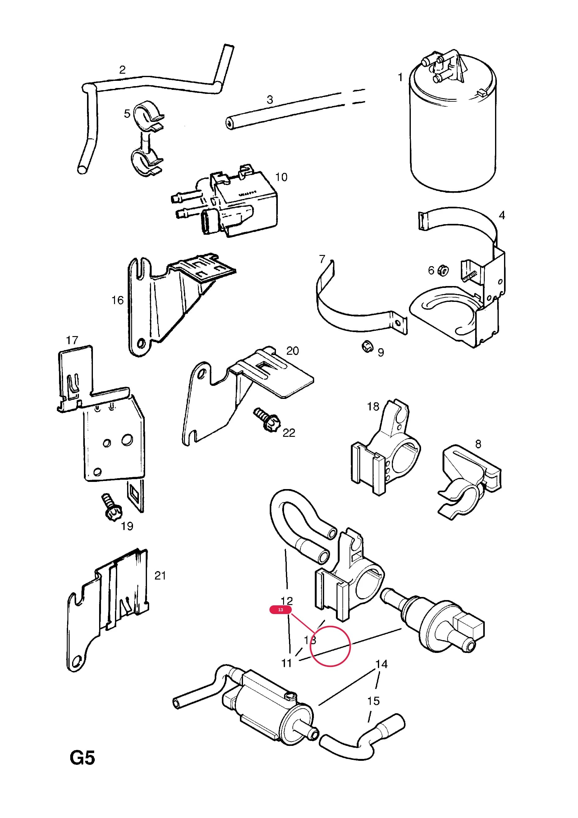 -BRACKET,FUEL EVAPORATION VALVE TO INDUCTION MANIFOLD — Opel  VECTRA-B ( 1996 -  2002) — G FUEL AND EXHAUST › 124.FUEL EVAPORATION TANK