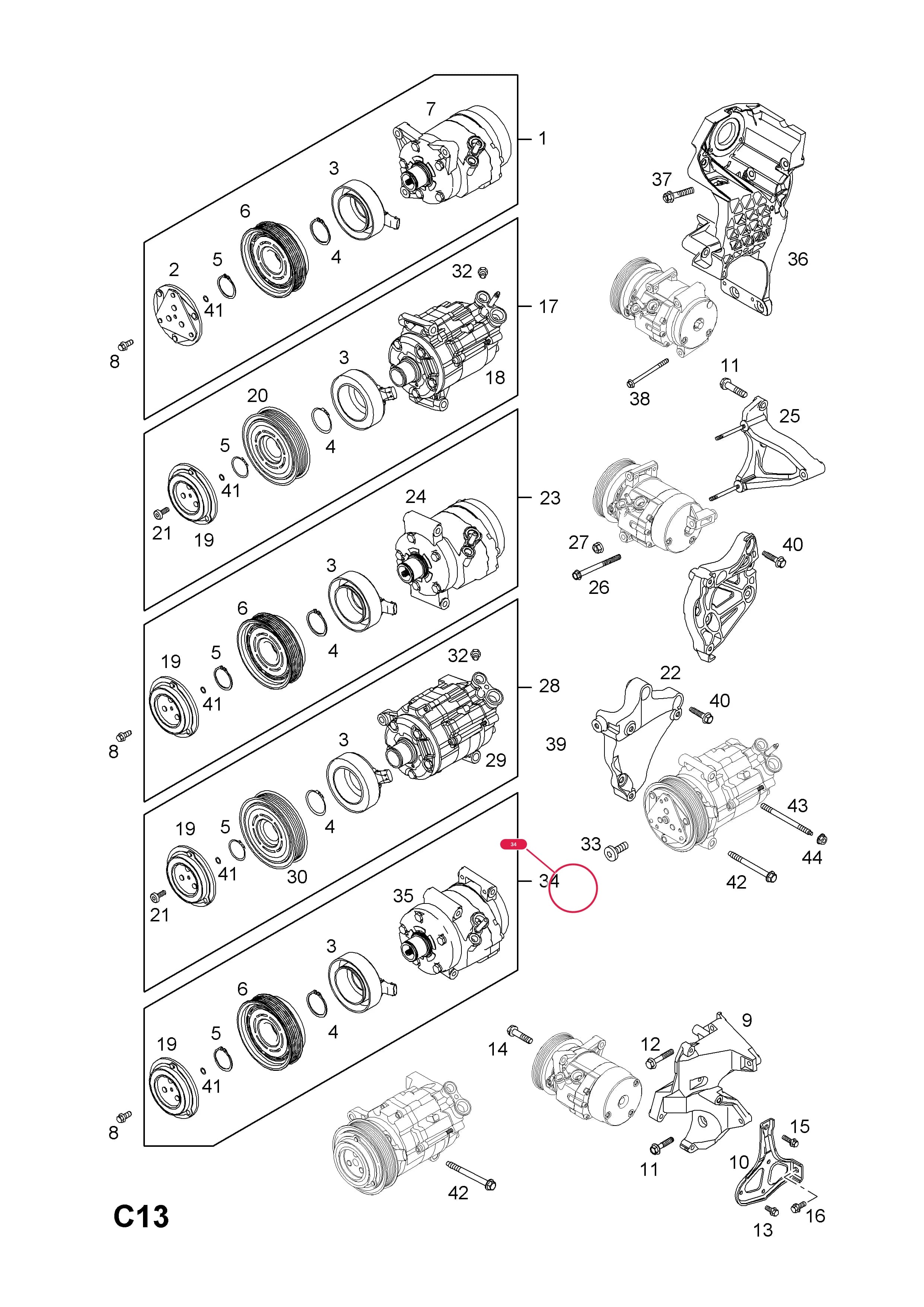 COMPRESSOR,ASSY.,AIR CONDITIONING (IDENT KP) (NLS.- USE 20910245  48 18 048) — Opel  ANTARA ( 2007 - ) — C BODY INTERIOR FITTINGS › 6 HEATER, AIR CONDITIONING AND VENTILATION