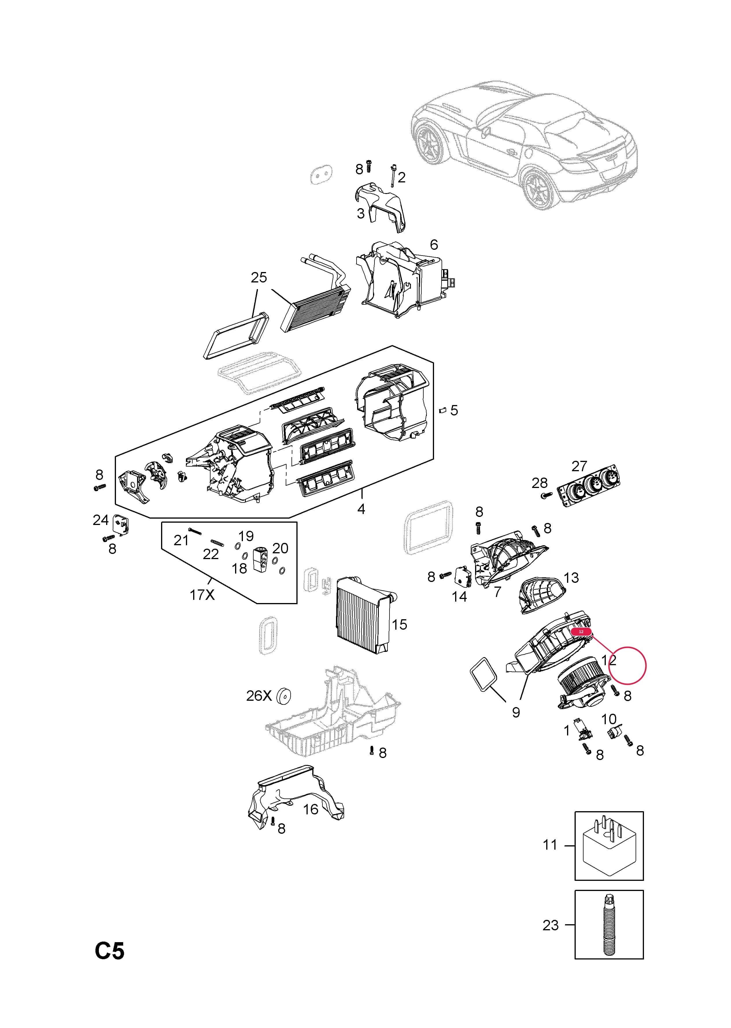 MOTOR AND FAN,ASSY. — Opel  OPEL GT ( 2007 -  2009) — C BODY INTERIOR FITTINGS › 6 HEATER, AIR CONDITIONING AND VENTILATION