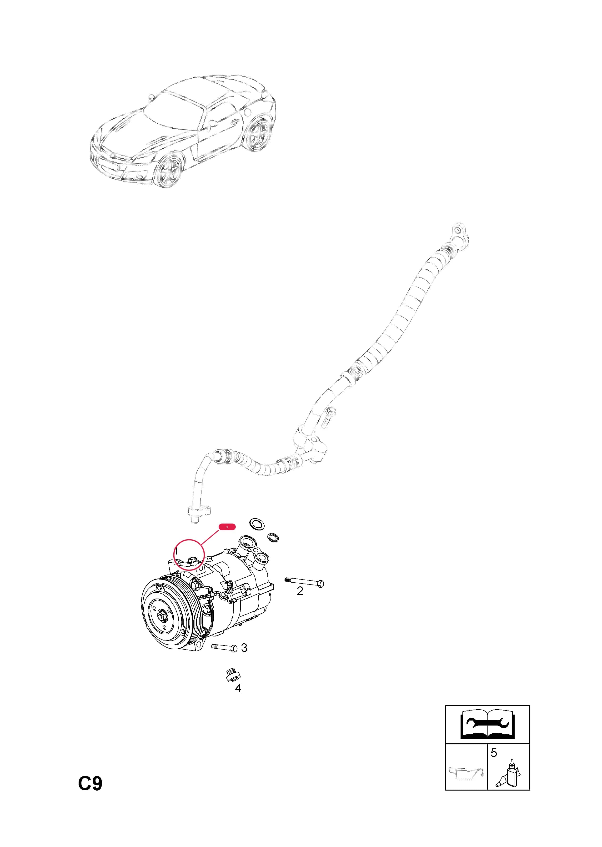 COMPRESSOR,ASSY.,AIR CONDITIONING (NLS.- USE 19130591  48 17 546) — Opel  OPEL GT ( 2007 -  2009) — C BODY INTERIOR FITTINGS › 6 HEATER, AIR CONDITIONING AND VENTILATION