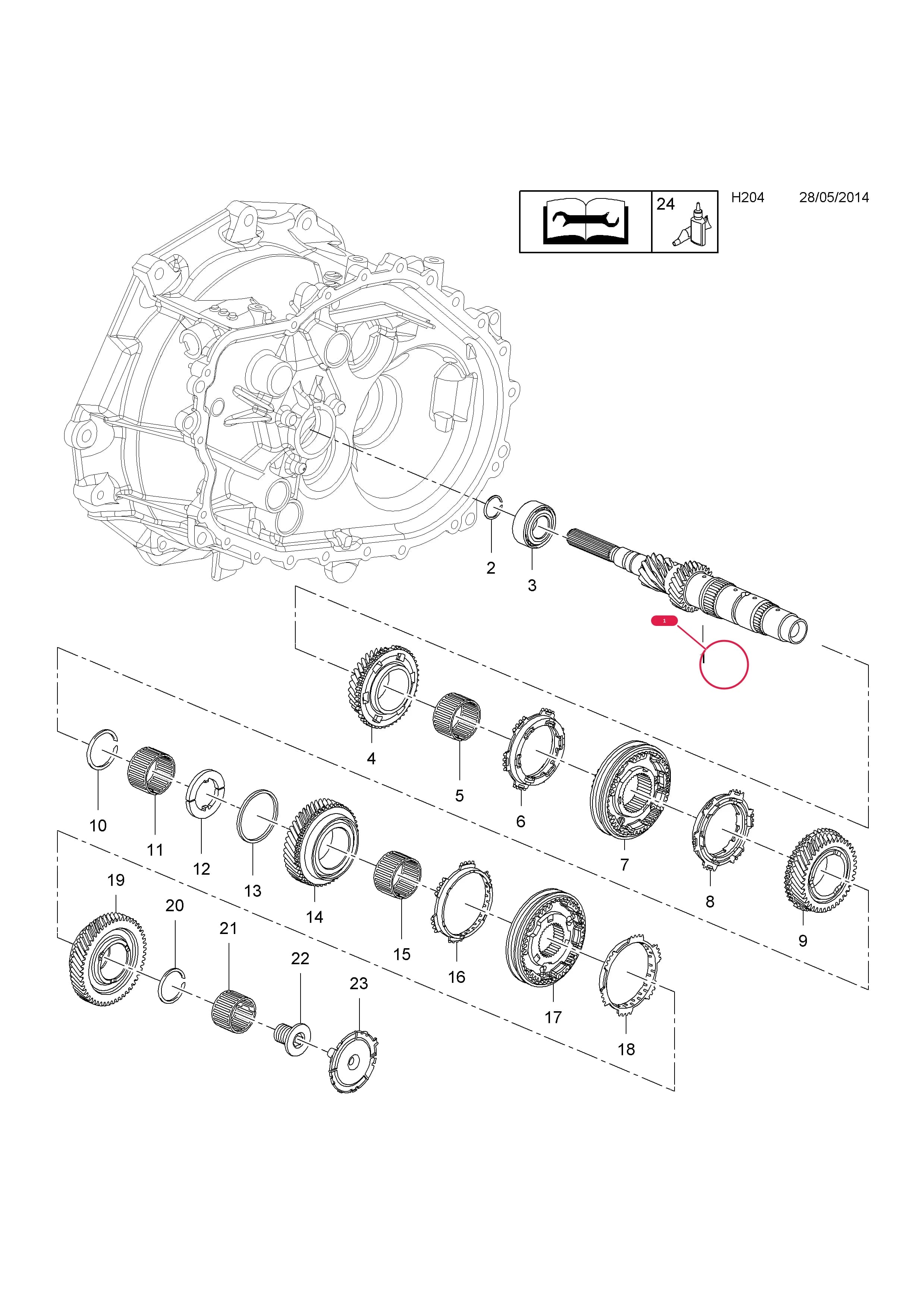 SHAFT,INPUT (FOR SR GEARSET TRANSMISSION,POC M8Z) — Opel  ADAM ( 2013 - ) — H TRANSMISSION › 2 M22 MANUAL TRANSMISSION