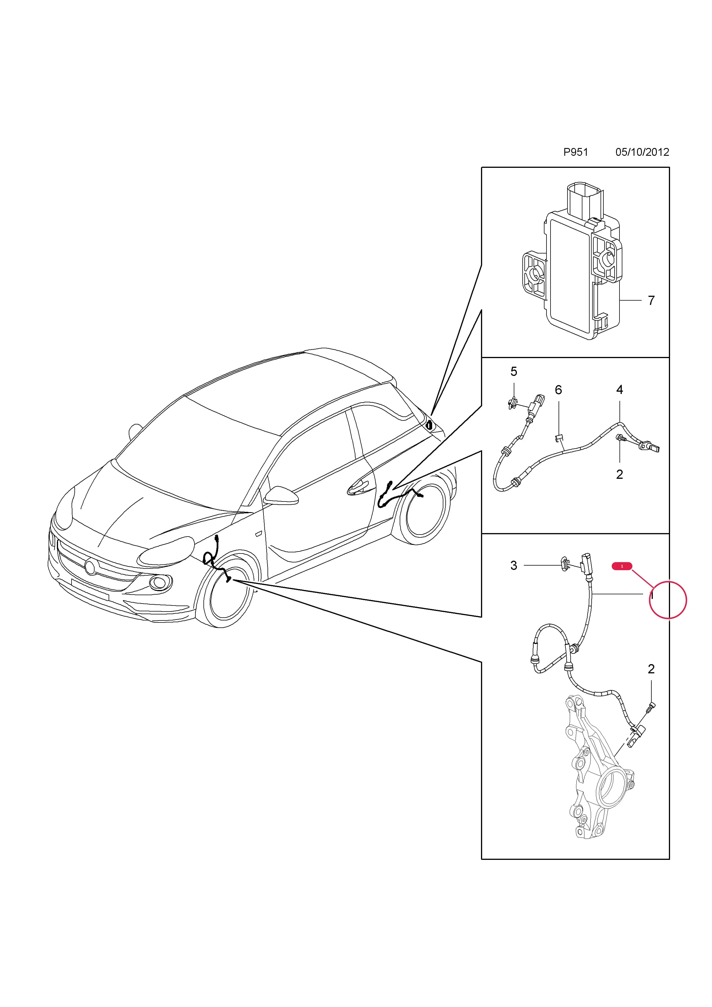 SENSOR,AXLE SPEED,FRONT — Opel  ADAM ( 2013 - ) — P ELECTRICAL › 11 BODY