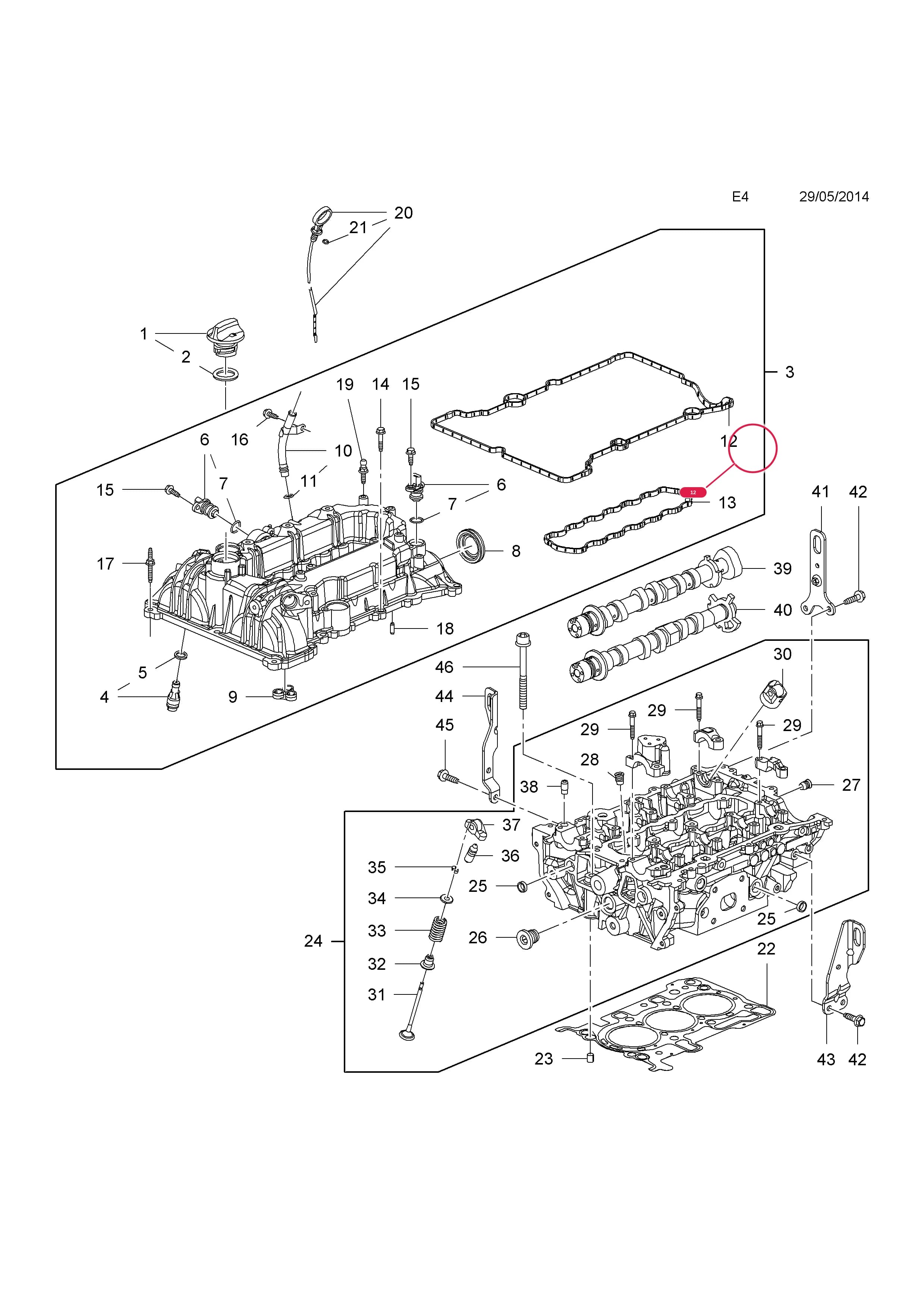 -GASKET,CAMSHAFT CASE TO CYLINDER HEAD,OUTER — Opel  ADAM ( 2013 - ) — E ENGINE AND CLUTCH › 1 B10XFL[LE1],B10XFT[LE1] PETROL ENGINES