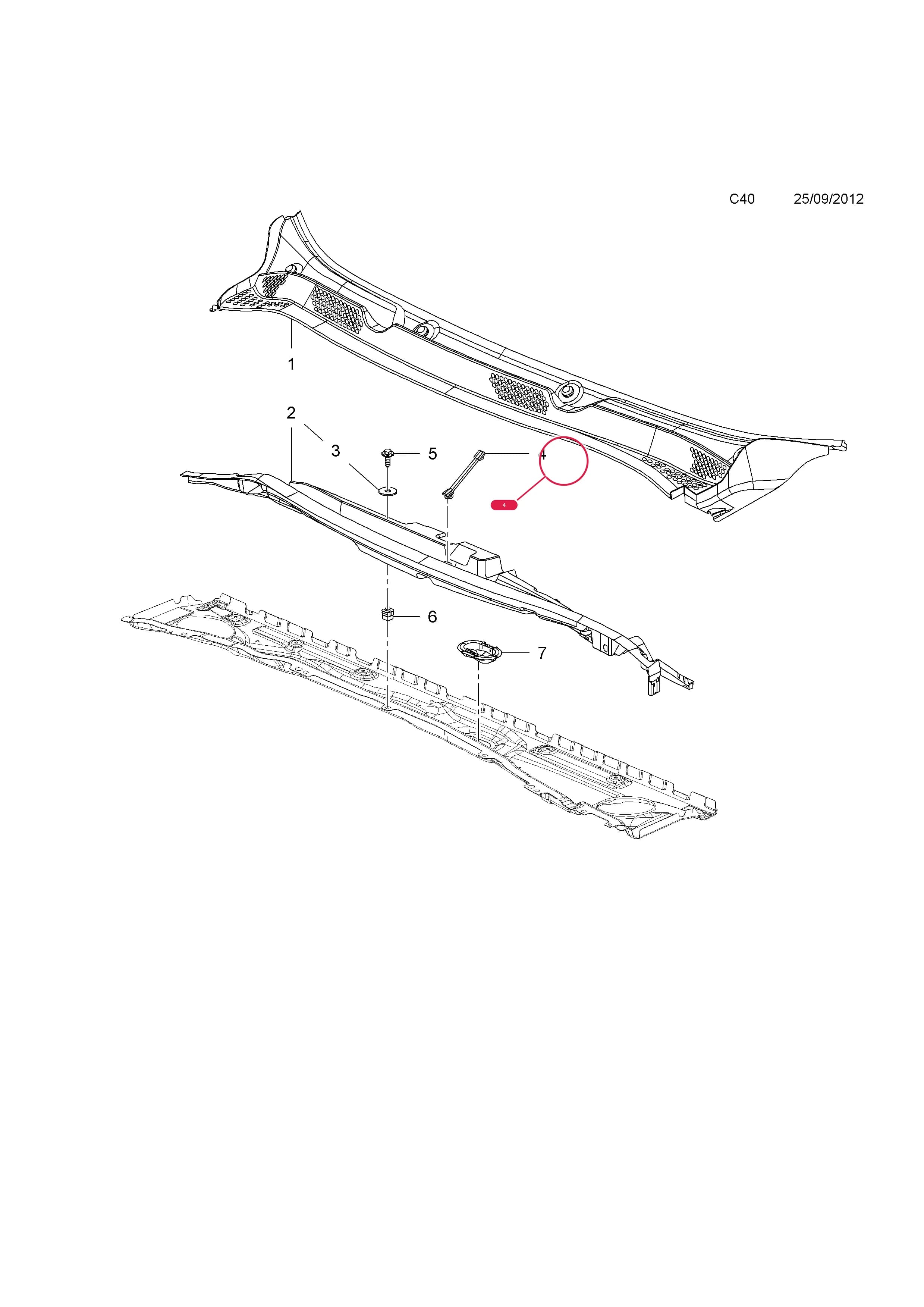 BRACE — Opel  ADAM ( 2013 - ) — C BODY INTERIOR FITTINGS › 5 WATER DEFLECTOR
