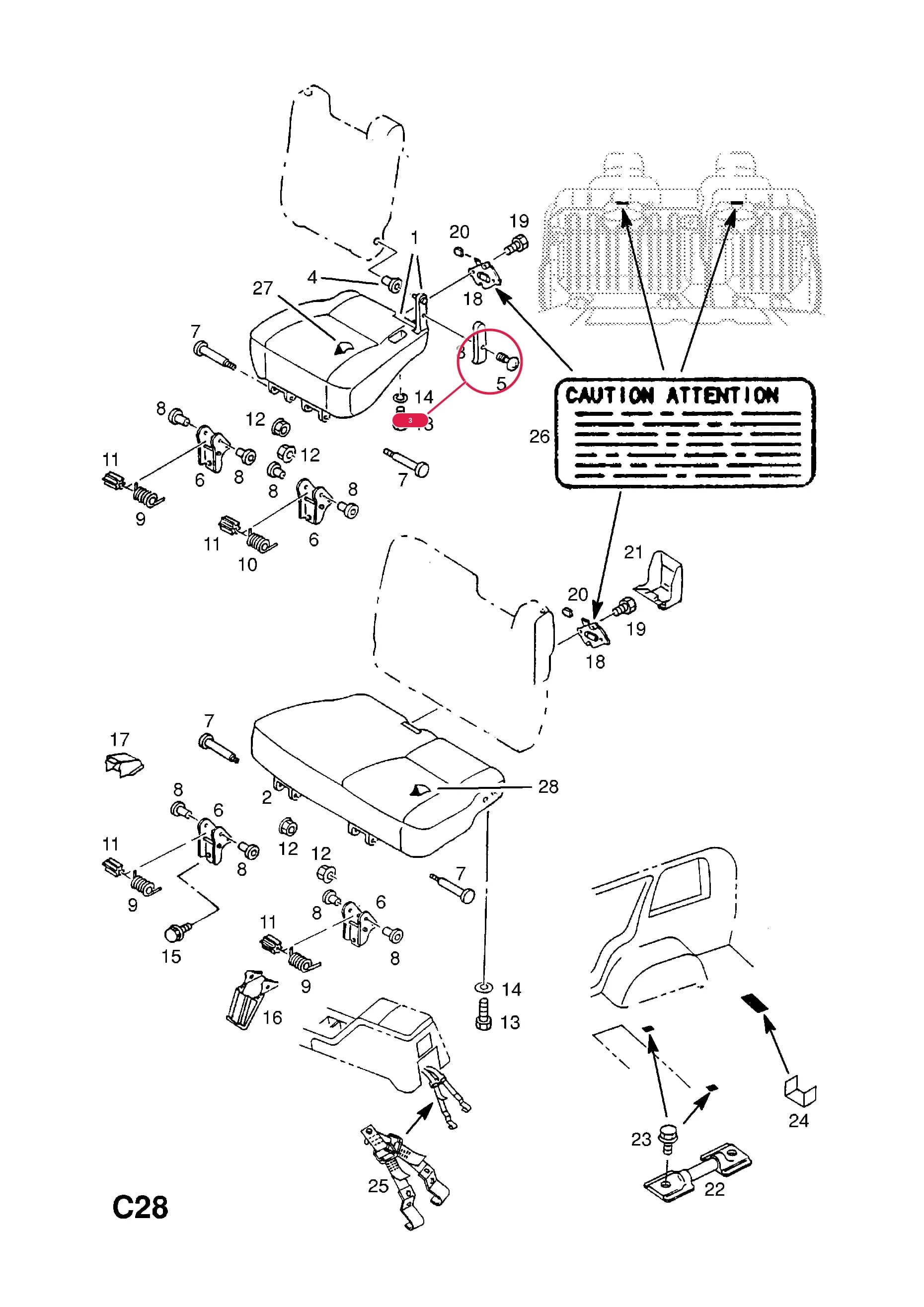 COVER,HINGE,RH (NLS.- NO REPLACEMENT PART) — Opel  MONTEREY ( 1992 -  1997) — C BODY INTERIOR FITTINGS › 25 REAR SEAT FRAME AND FITTINGS