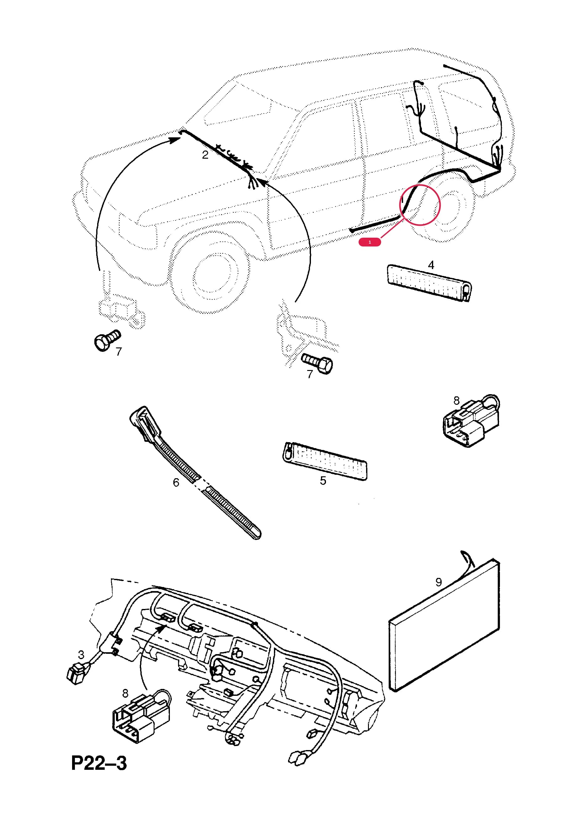 HARNESS,ASSY.,REAR BODY (NLS.- USE 94364590  12 08 205) — Opel  MONTEREY ( 1992 -  1997) — P ELECTRICAL › 8 WIRING HARNESS