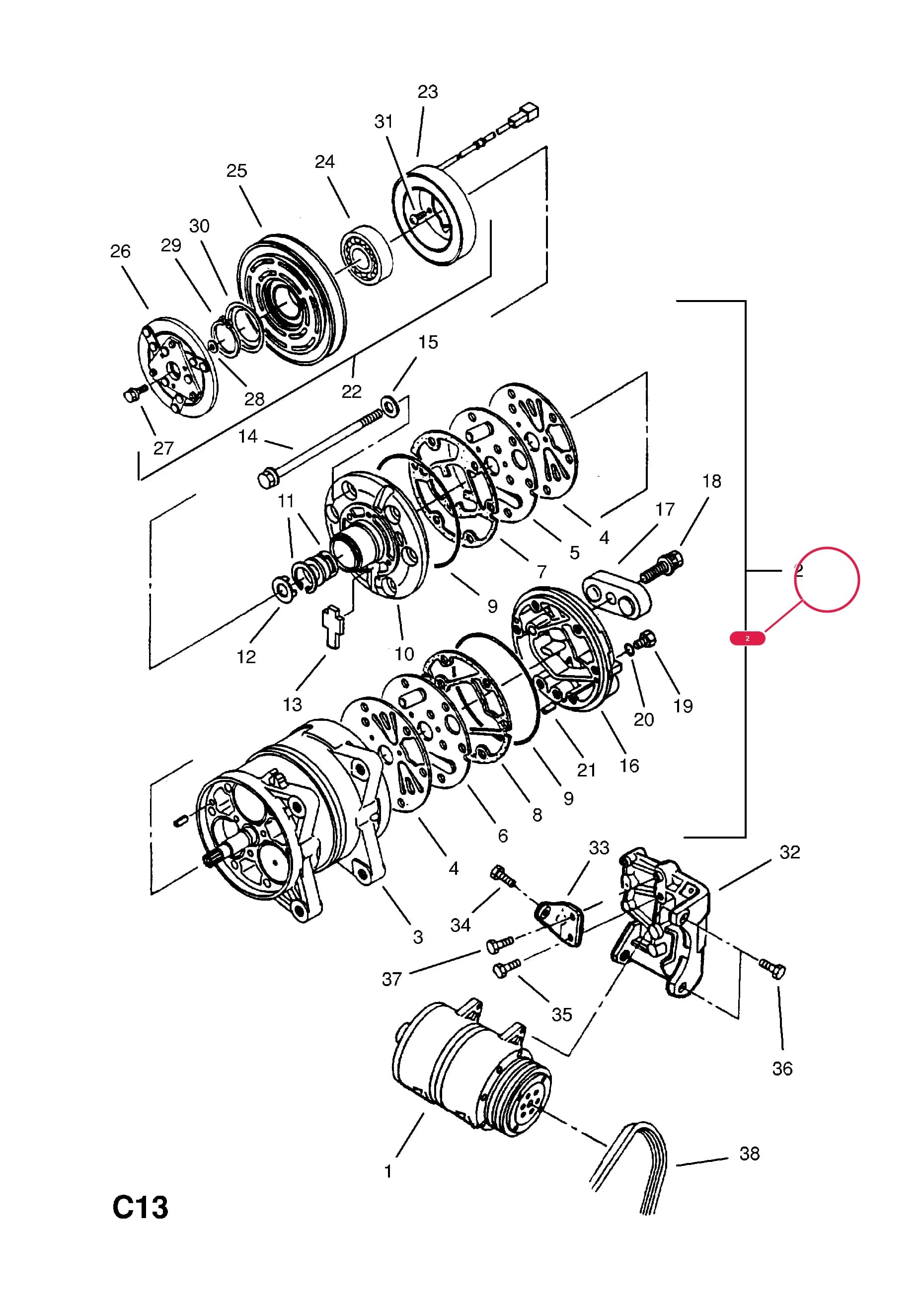 -COMPRESSOR (NLS.- NO REPLACEMENT PART) — Opel  MONTEREY ( 1992 -  1997) — C BODY INTERIOR FITTINGS › 7 AIR CONDITIONING