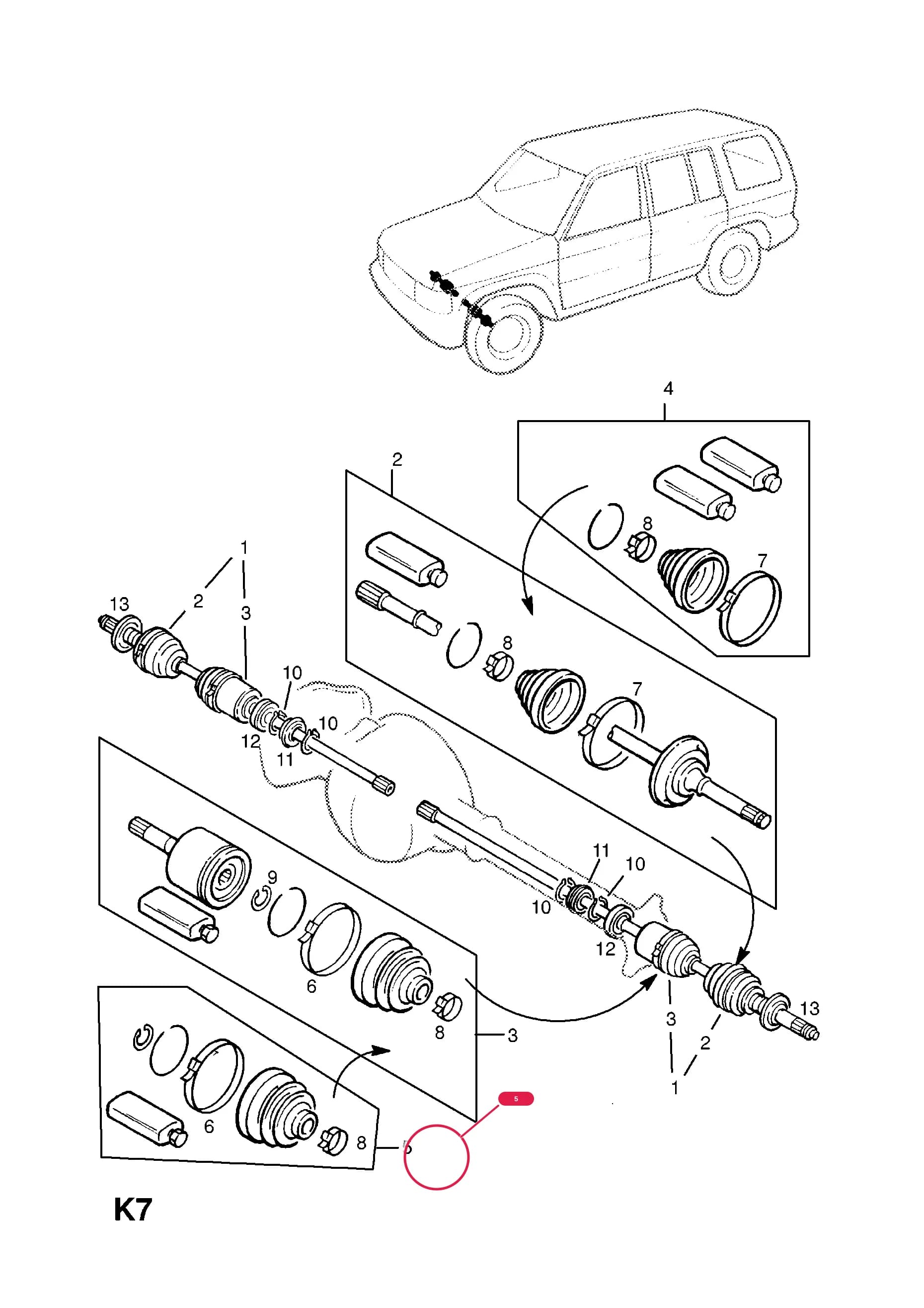 --BOOT,FRONT AXLE DRIVE SHAFT,INNER — Opel  MONTEREY ( 1998 -  2000) — K FRONT AXLE AND SUSPENSION › 4.FRONT AXLE DRIVE SHAFT