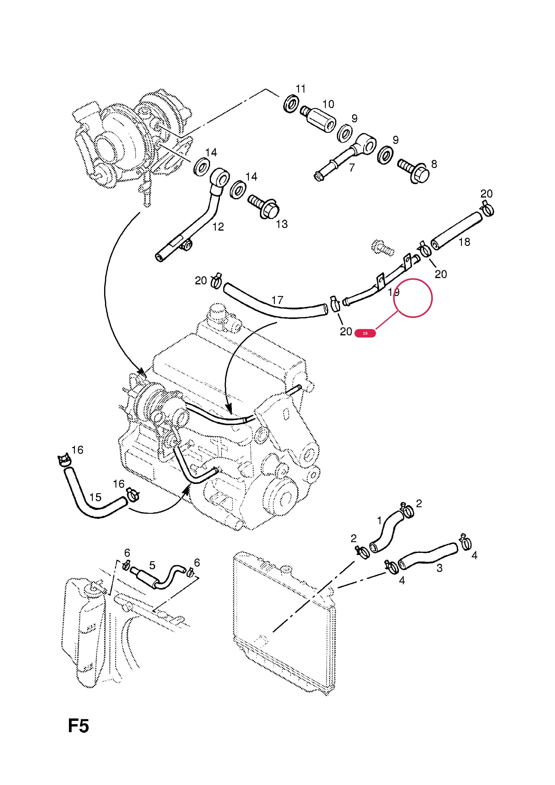 PIPE,ASSY.,WATER,TURBOCHARGER (NLS.- NO REPLACEMENT PART) — Opel  MONTEREY ( 1998 -  2000) — F COOLING › 11.HOSES AND PIPES (CONTD.)