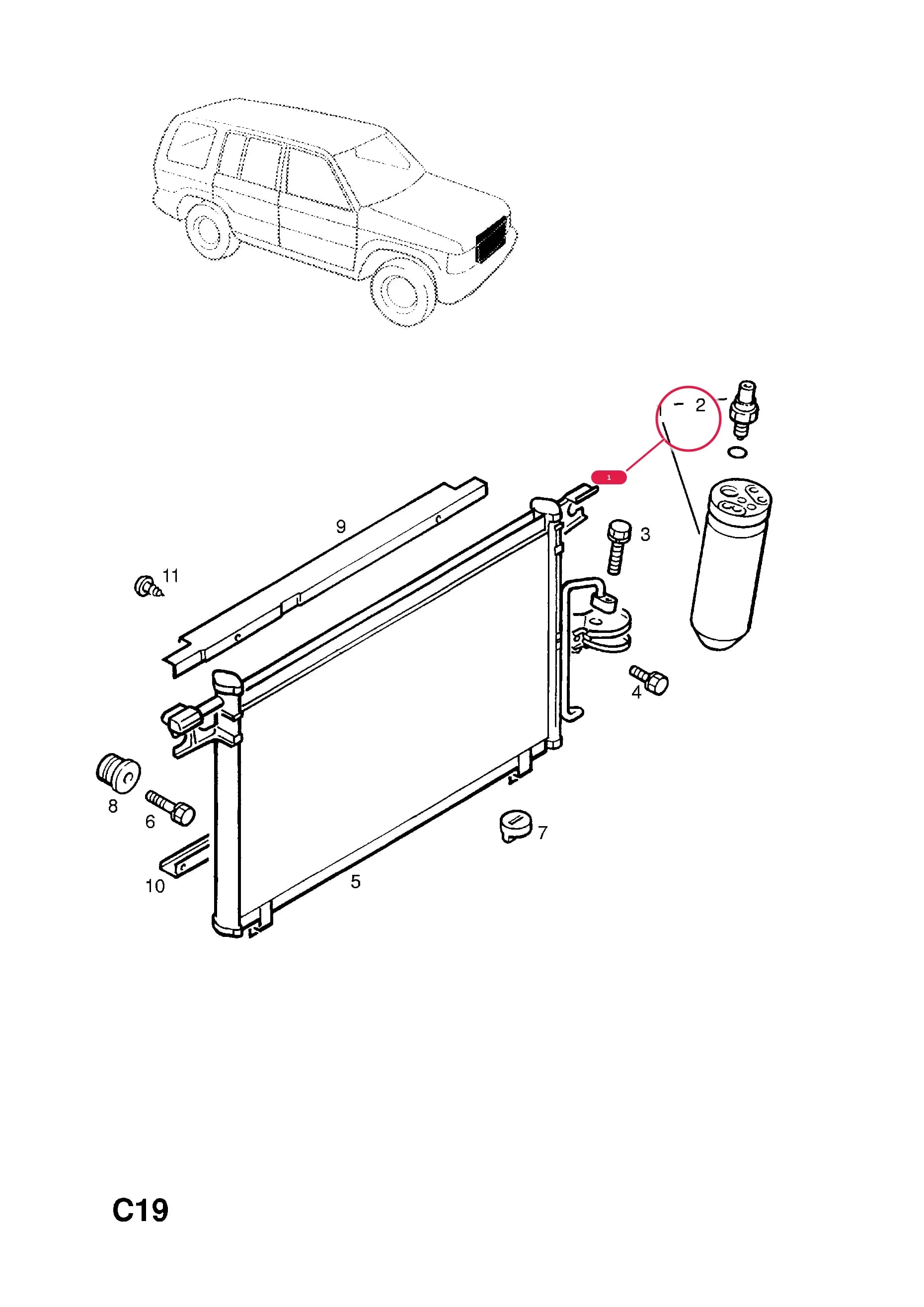DRYER,ASSY. (NLS.- USE 97217208   18 48 041) — Opel  MONTEREY ( 1998 -  2000) — C BODY INTERIOR FITTINGS › 7 AIR CONDITIONING