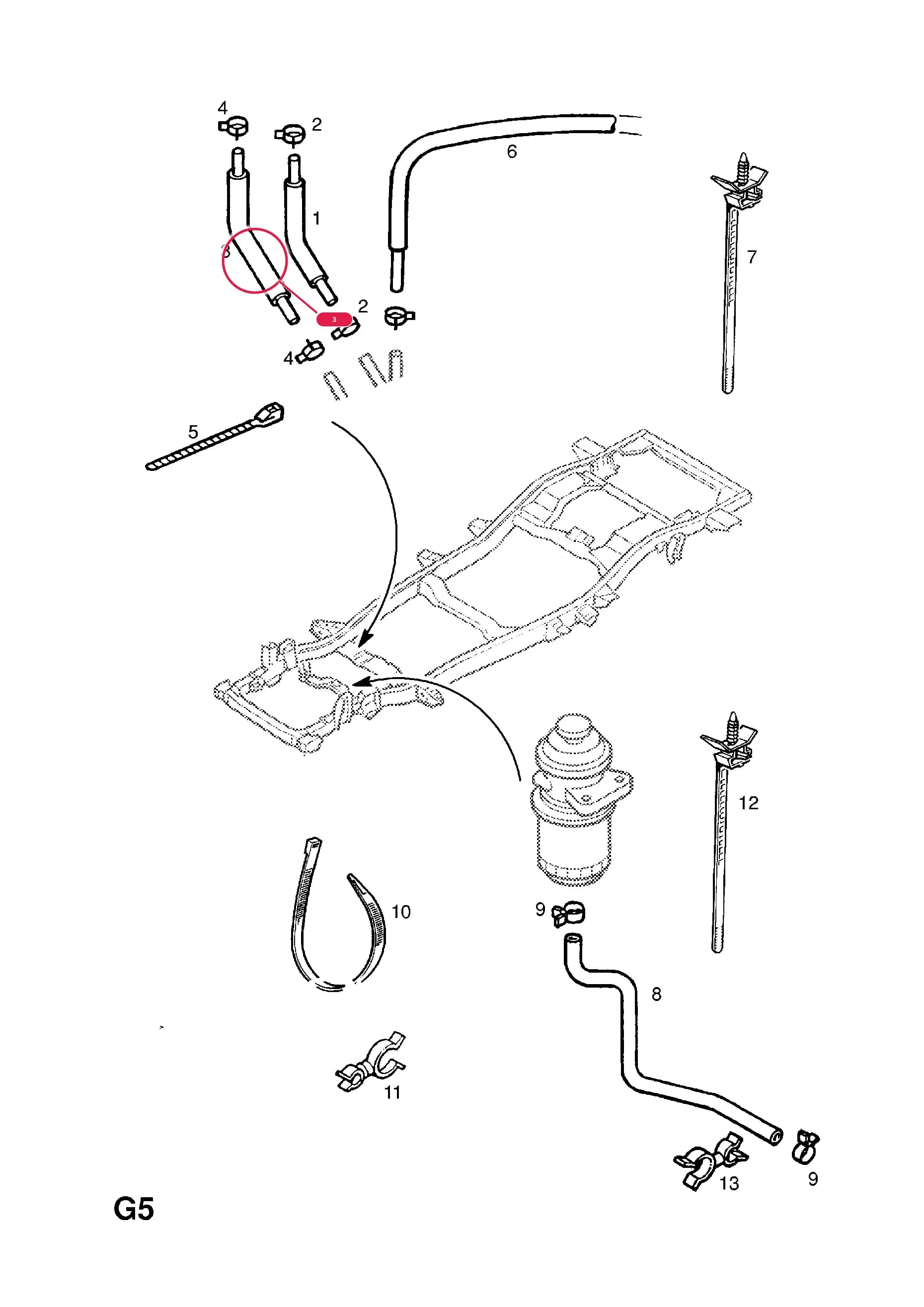 PIPE,FUEL RETURN (NLS.- NO REPLACEMENT PART) — Opel  MONTEREY ( 1998 -  2000) — G FUEL AND EXHAUST › 40.FUEL PIPES AND FITTINGS (CONTD.)