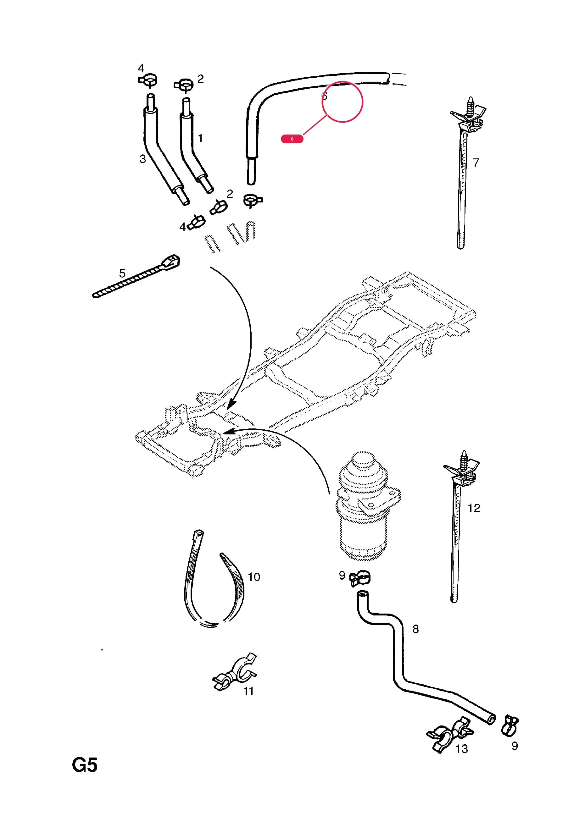 HOSE,BEND,AIR CLEANER TO EXHAUST GAS RECIRCULATION VALVE (NLS.- NO REPLACEMENT PART) — Opel  MONTEREY ( 1998 -  2000) — G FUEL AND EXHAUST › 40.FUEL PIPES AND FITTINGS (CONTD.)