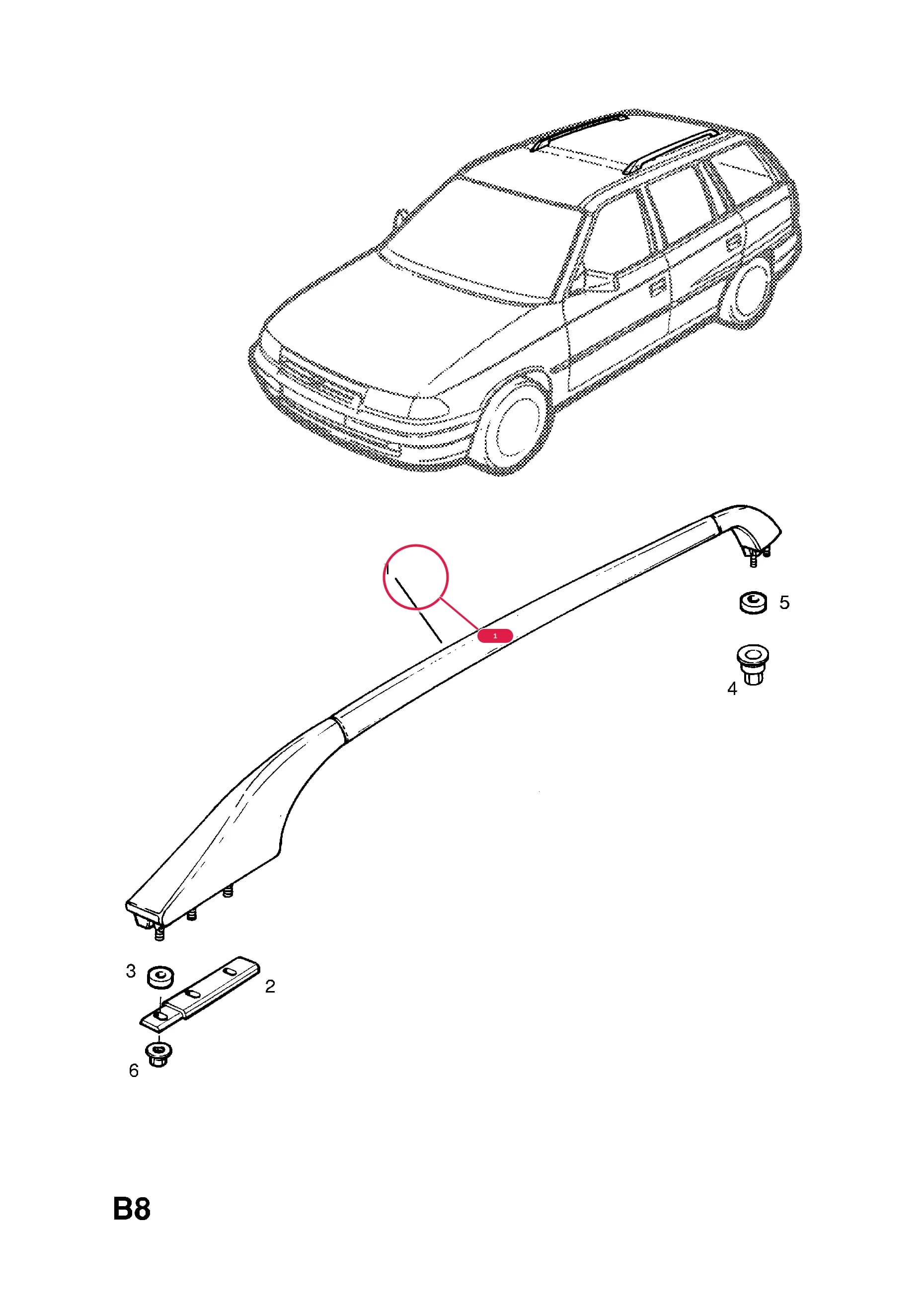 RAIL,ROOF,RH — Opel  ASTRA CLASSIC ( 1999 -  2002) — B BODY EXTERIOR FITTINGS › 5 ROOF CARRIER