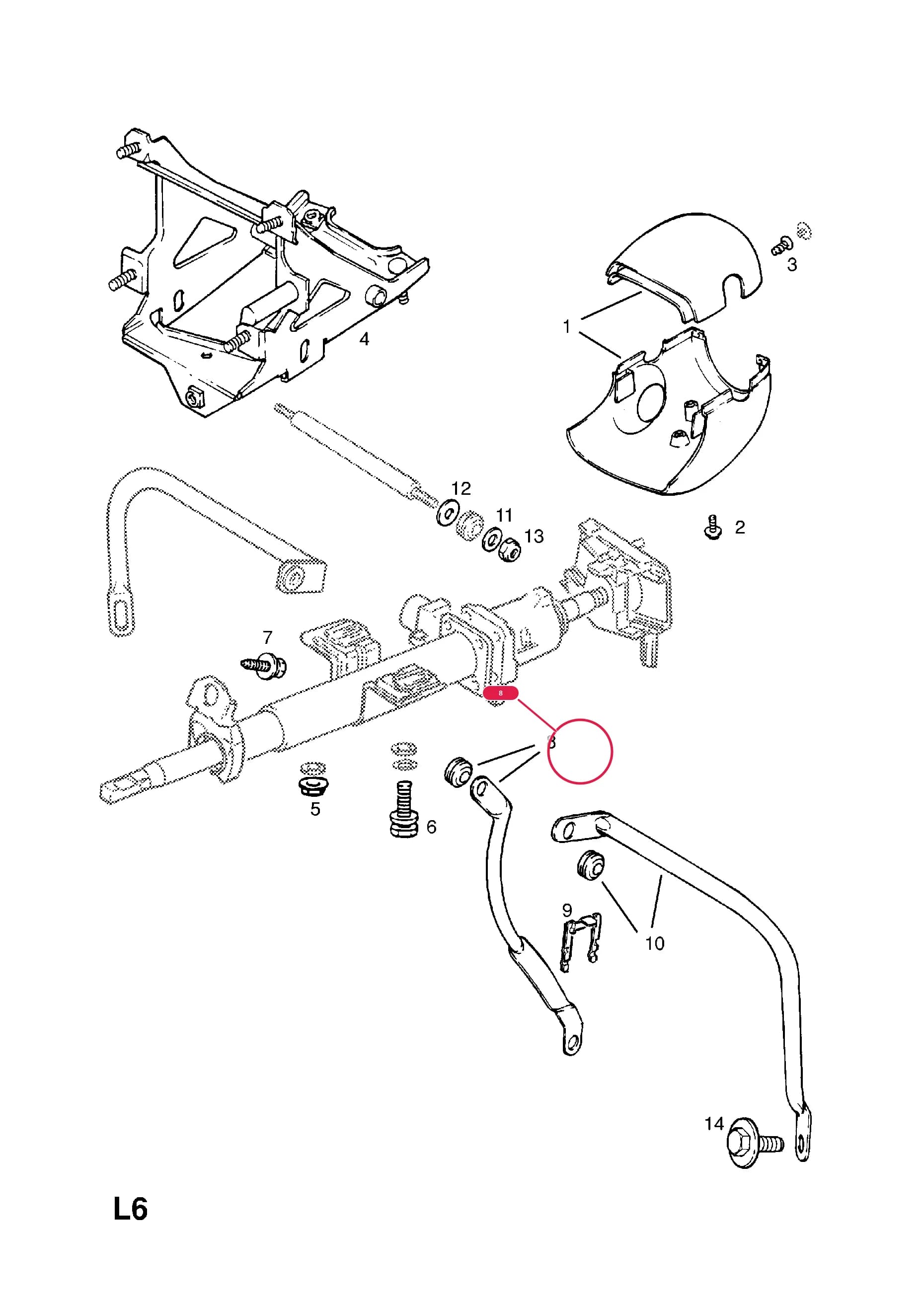 SUPPORT,STEERING COLUMN,OUTER — Opel  ASTRA CLASSIC ( 1999 -  2002) — L STEERING › 15.USED WITH AIR BAG (CONTD.)