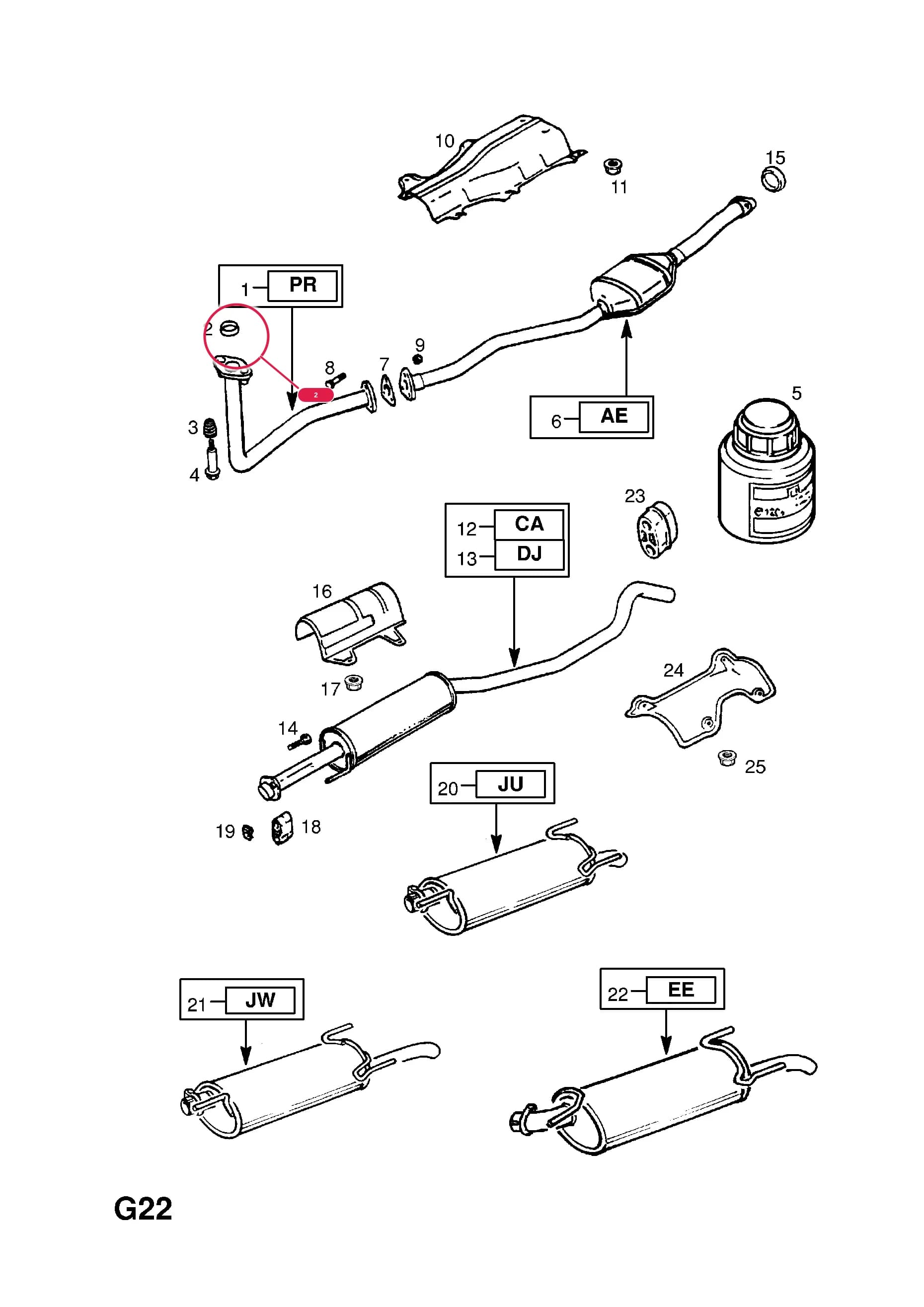 GASKET,45.8 MM ID.,FRONT PIPE TO MANIFOLD — Opel  ASTRA CLASSIC ( 1999 -  2002) — G FUEL AND EXHAUST › 28.EXHAUST PIPE,SILENCER AND CATALYTIC CONVERTER (CONTD.)