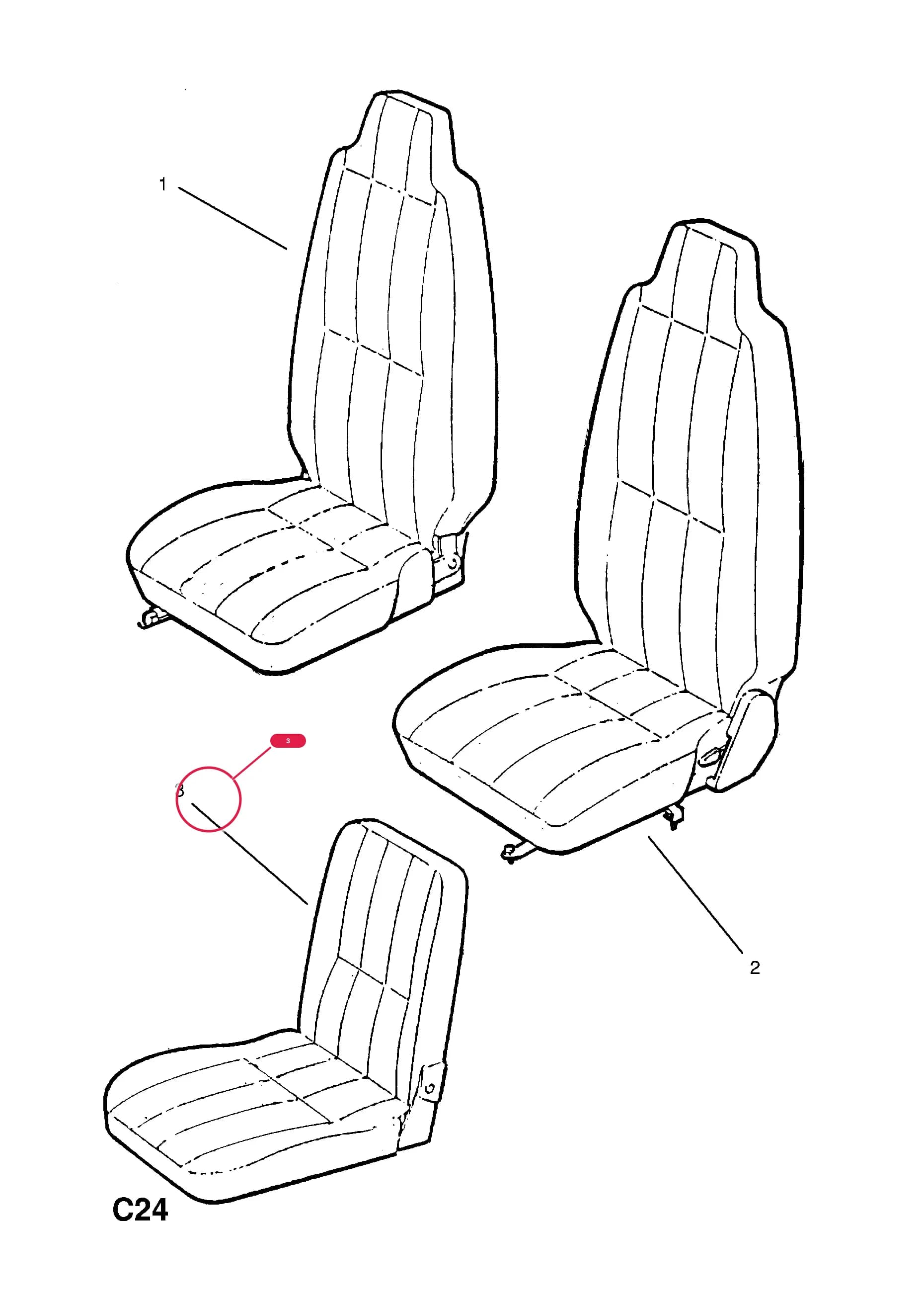 SEAT,ASSY.,RHD,GREY (NLS.- NO REPLACEMENT PART)Примечание:CLOTH — Opel  EUROMIDI ( 1988 -  1996) — C BODY INTERIOR FITTINGS › 17 FRONT SEAT FRAME AND FITTINGS