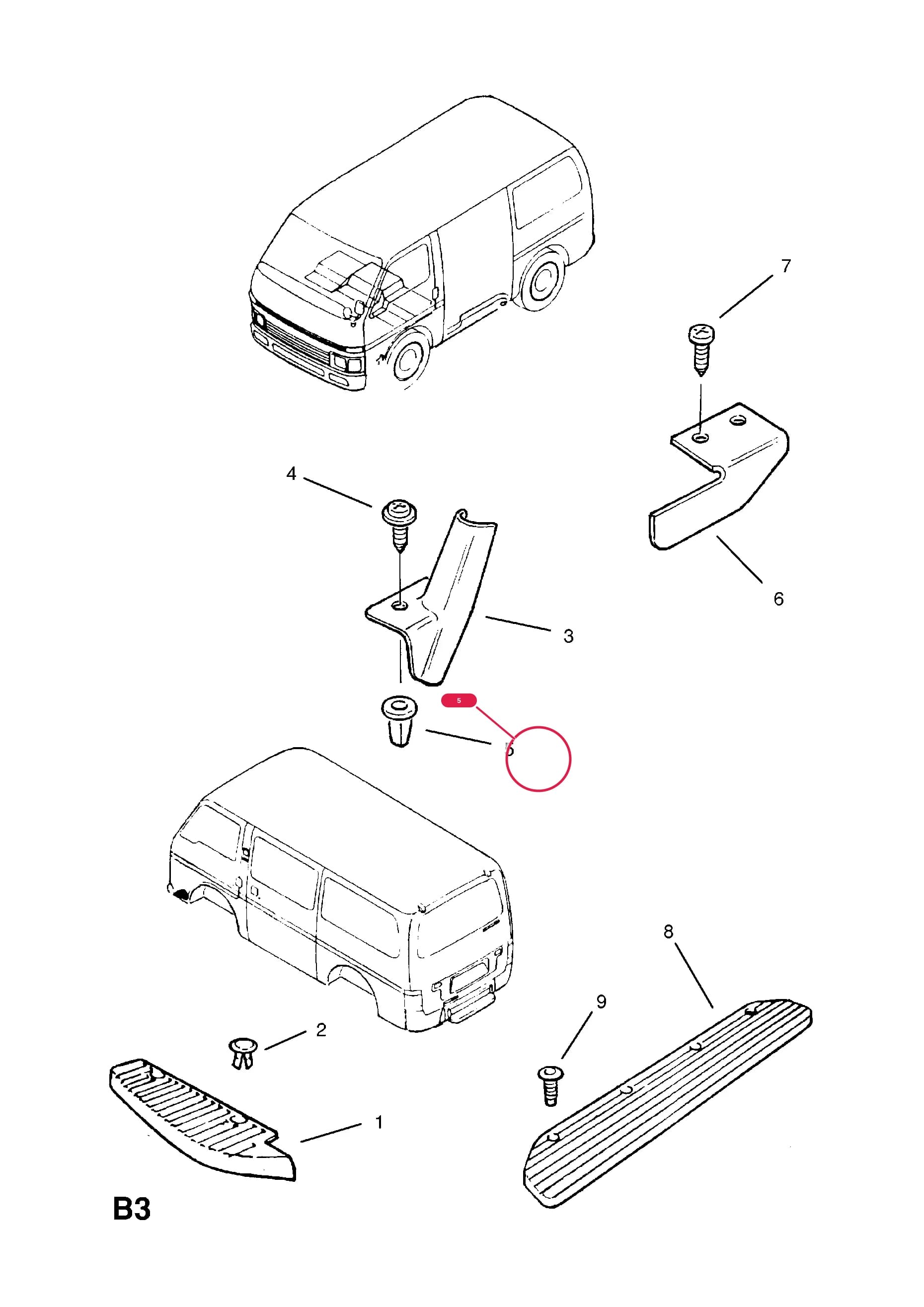 GROMMET,SCREW (NLS.- NO REPLACEMENT PART) — Opel  EUROMIDI ( 1988 -  1996) — B BODY EXTERIOR FITTINGS › 3 SILL STEP