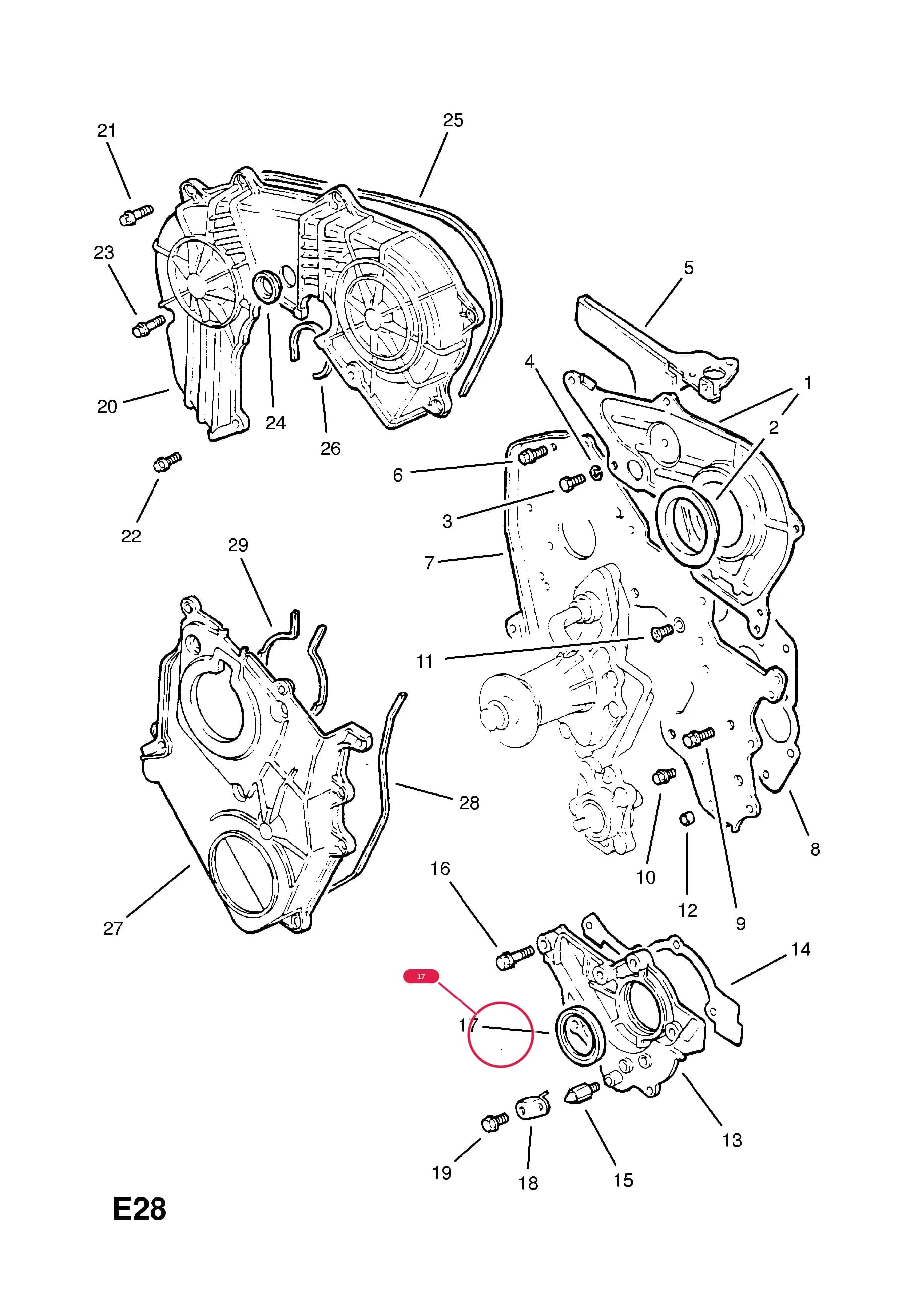 SEAL,CRANKSHAFT,FRONT (NLS.- USE 97352745  56 36 816) — Opel  EUROMIDI ( 1988 -  1996) — E ENGINE AND CLUTCH › 2 20TD,22,24TD DIESEL ENGINES