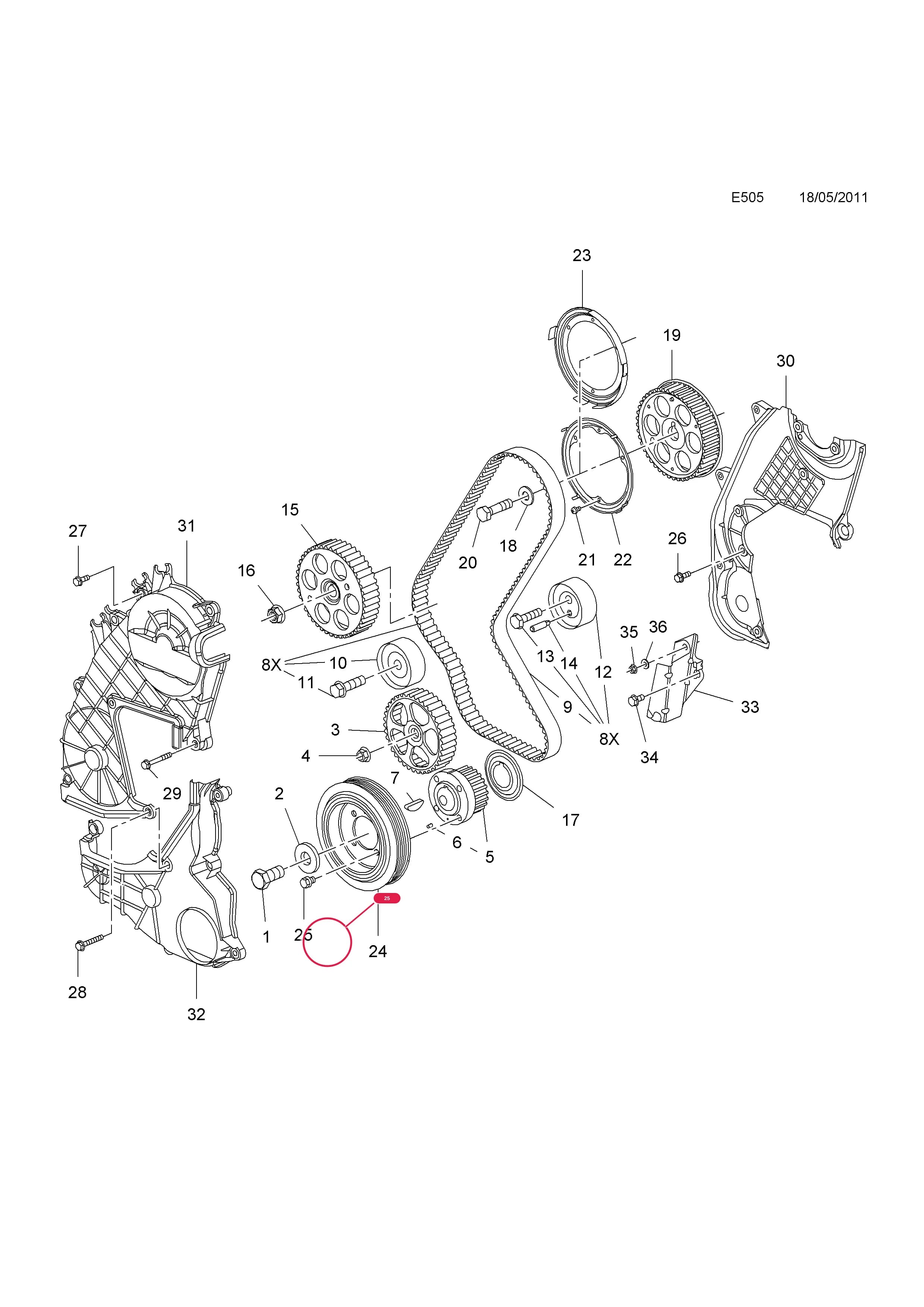 SCREW,HEX.HD.,M8 X 14,PULLEY TO CRANKSHAFT TIMING GEAR — Opel  ASTRA-J ( 2010 - ) — E ENGINE AND CLUTCH › 10 A17DTC[LUE],A17DTE[LKR],A17DTF[LKR],A17DTJ[LPV],A17DTL[LPV],A17DTN[LUE],A17DTR[LPL],A17DTS[LUD] DIESEL ENGINES