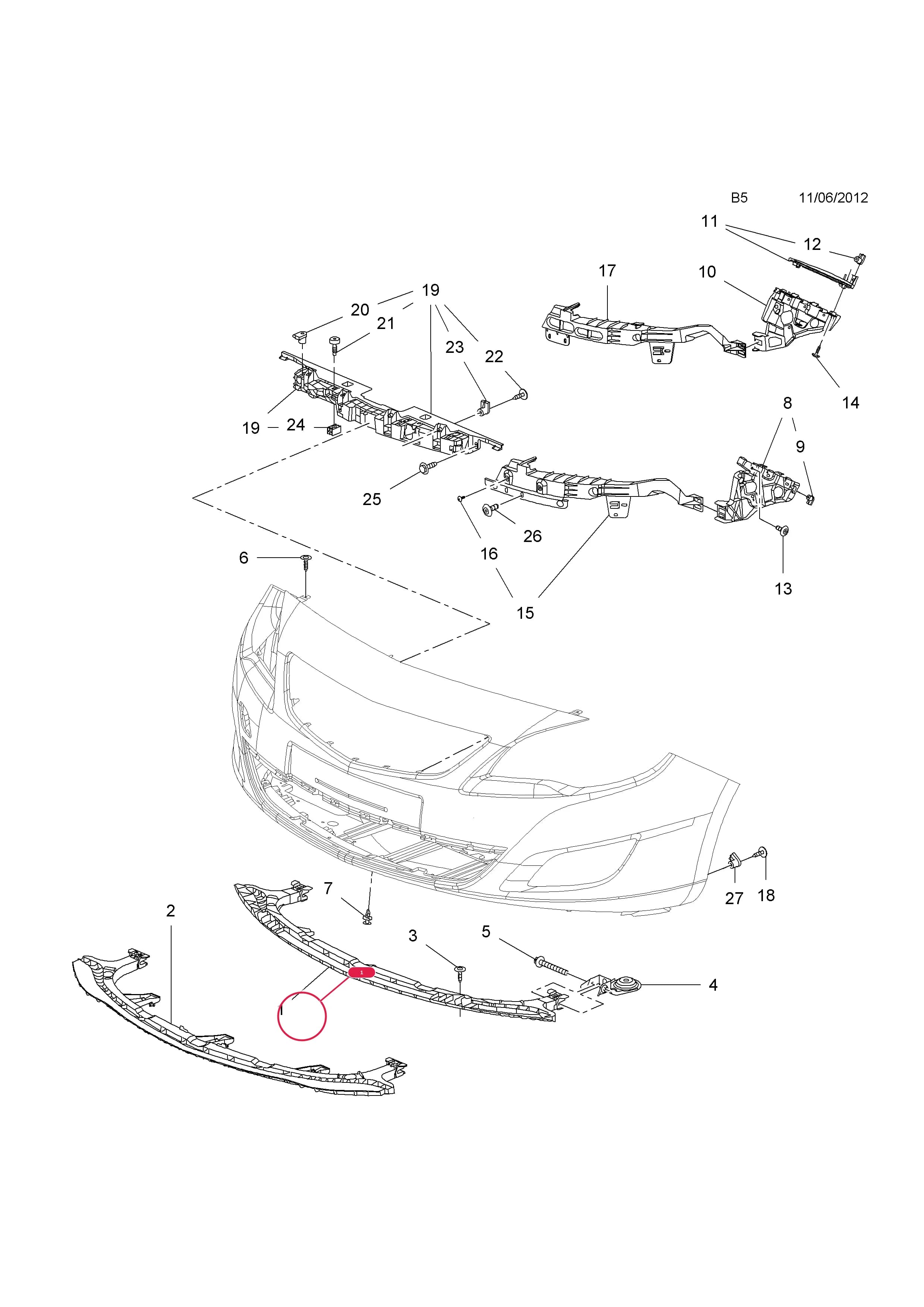 CRASH LIMITER,FRONT END,LOWER — Opel  ASTRA-J ( 2010 - ) — B BODY EXTERIOR FITTINGS › 1 BUMPERS AND RADIATOR GRILLE