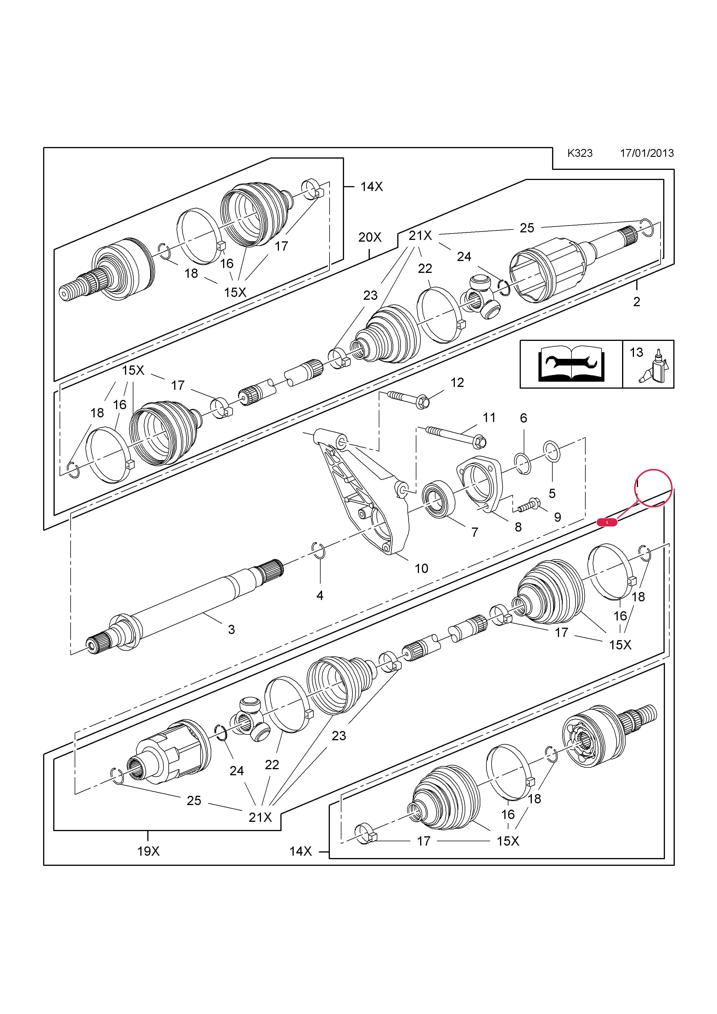 SHAFT,ASSY.,DRIVE,RH (IDENT AAGC) — Opel  ASTRA-J ( 2010 - ) — K FRONT AXLE AND SUSPENSION › 22.FRONT AXLE DRIVE SHAFT