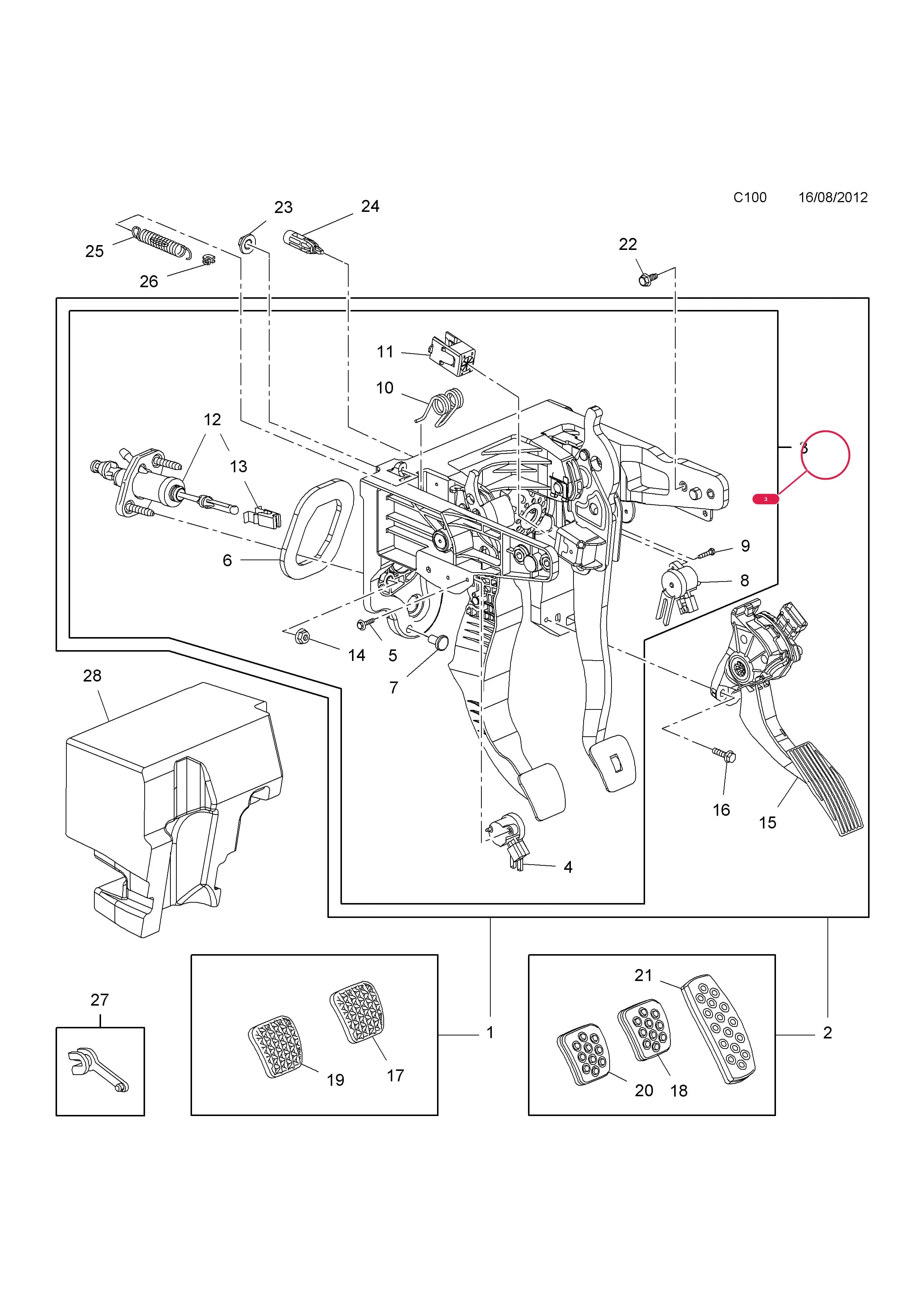 PEDAL,ASSY.,BRAKE AND CLUTCH (LESS PADS) — Opel  ZAFIRA-C ( 2012 - ) — C BODY INTERIOR FITTINGS › 7 PEDALS AND FIXINGS