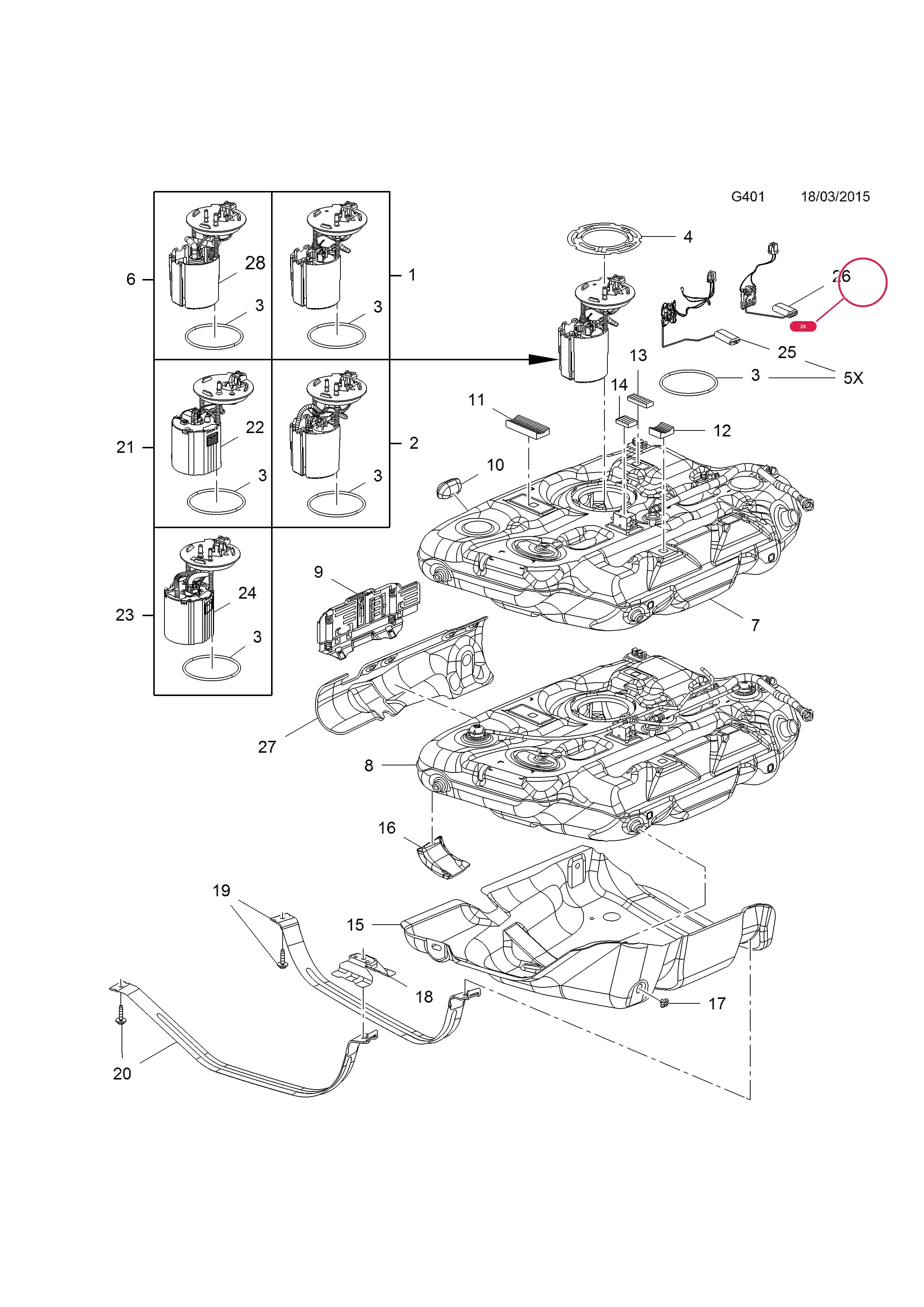 -SENDER,FUEL GAUGE — Opel  ZAFIRA-C ( 2012 - ) — G FUEL AND EXHAUST › 9 FUEL STORAGE