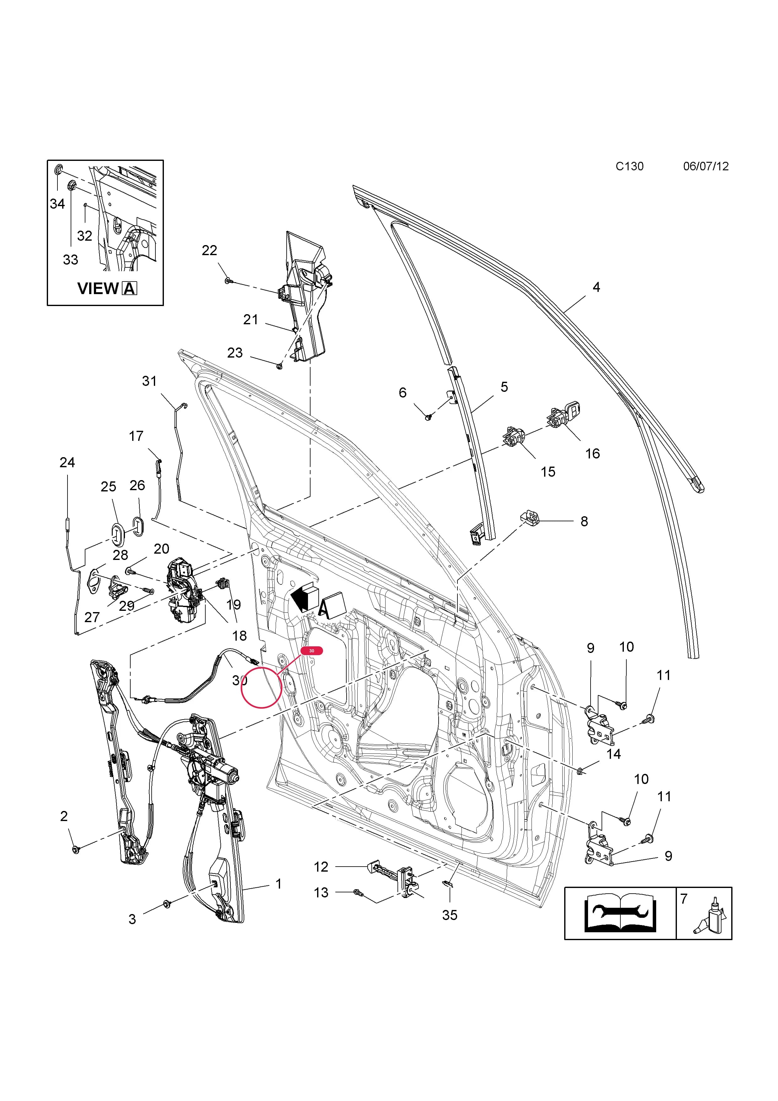 CABLE,BOWDEN — Opel  ZAFIRA-C ( 2012 - ) — C BODY INTERIOR FITTINGS › 10 FRONT DOOR FITTINGS