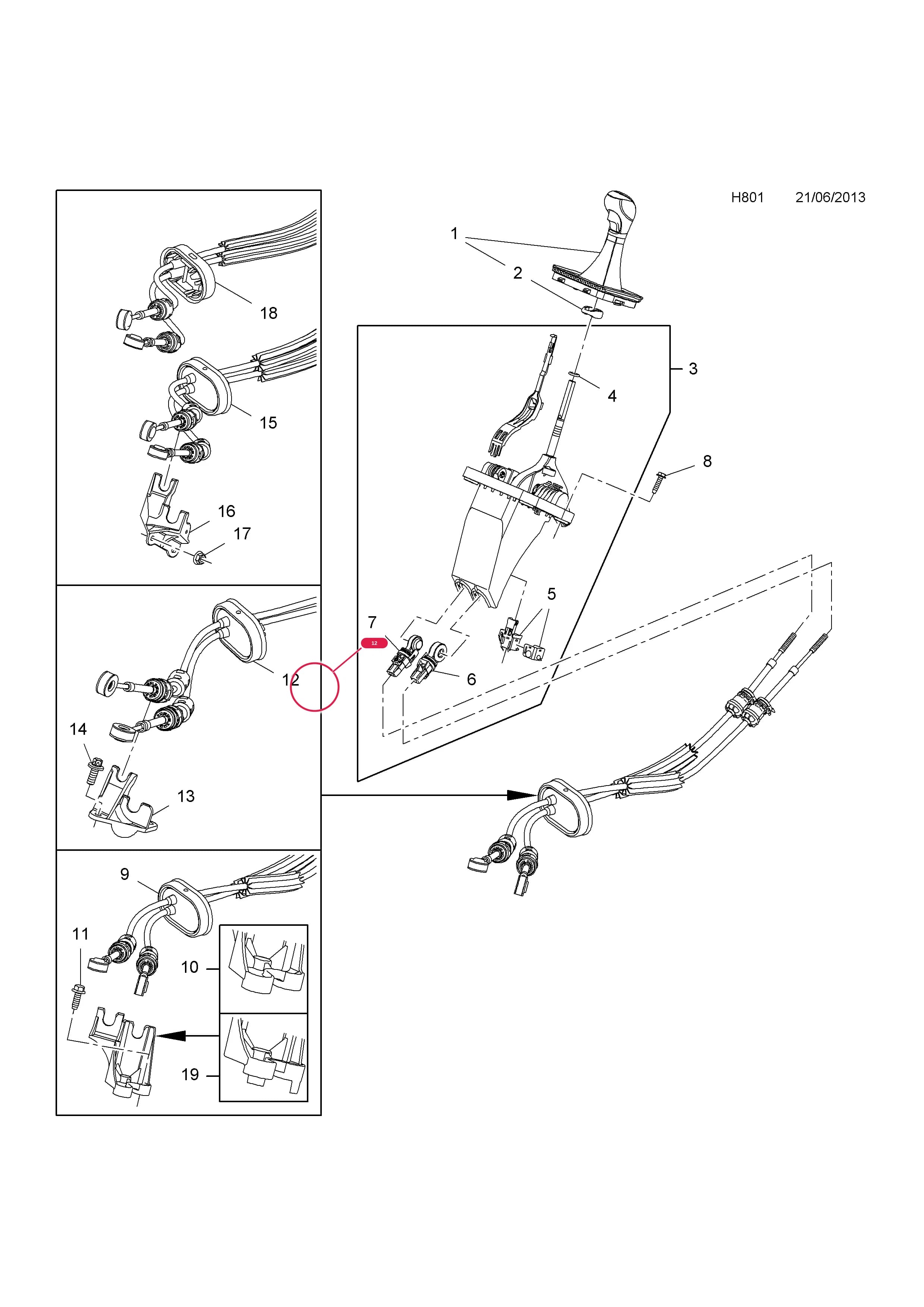 CABLE,ASSY.,GEARSHIFT LEVER (IDENT ACH) (NLS.- USE  55596524   07 58 086 AND SUPPLY 55588982   07 38 436) — Opel  ZAFIRA-C ( 2012 - ) — H TRANSMISSION › 6 GEARSHIFT CONTROL - USED WITH MANUAL TRANSMISSION