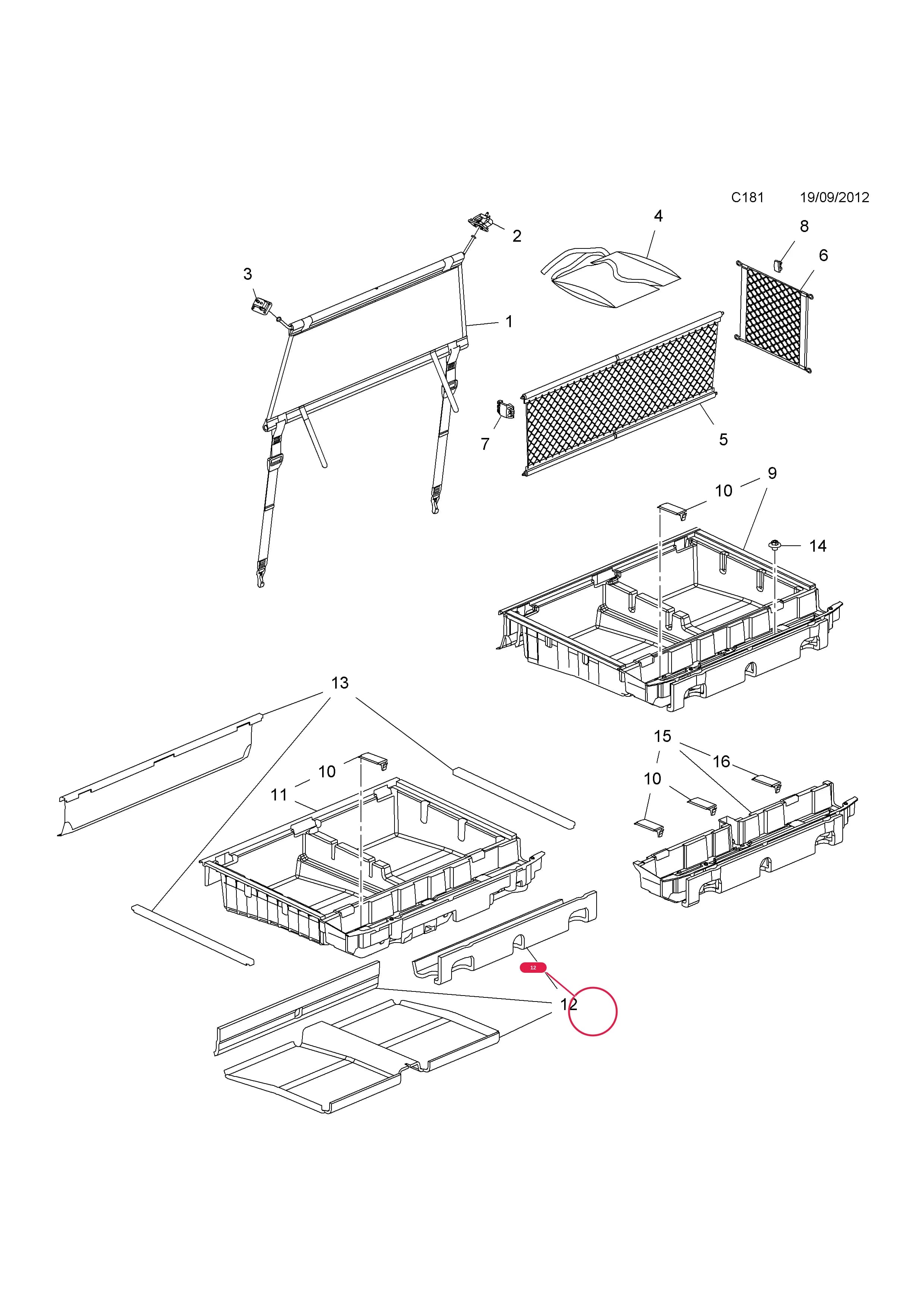 INSULATOR,FLOOR,REAR — Opel  ZAFIRA-C ( 2012 - ) — C BODY INTERIOR FITTINGS › 14 CARGO RESTRAINT