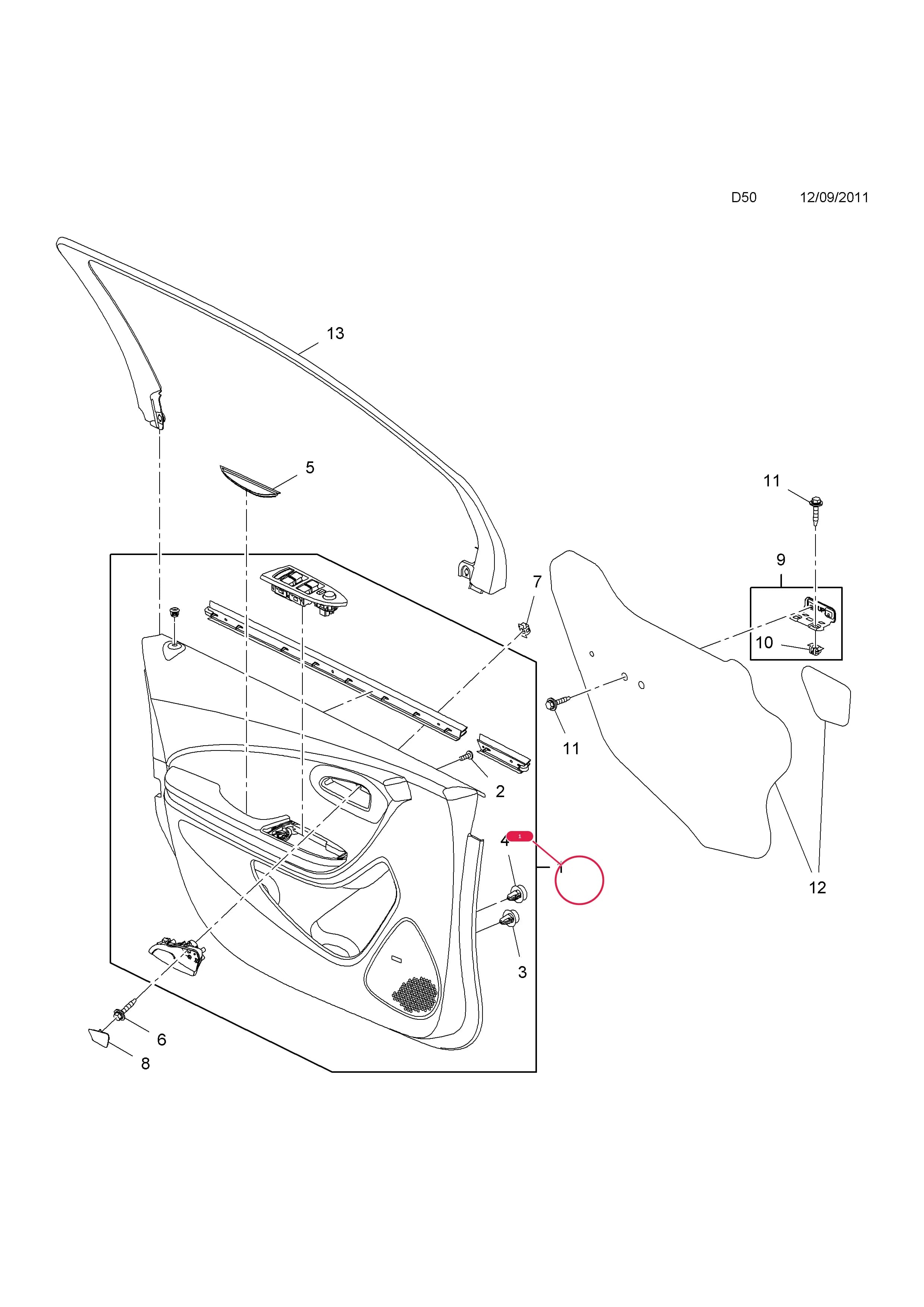 TRIM,ASSY.,FRONT DOOR,RH-LHD (GM DRIVE TRIM CODE TAGE) (FOR STANDARD AUDIO SYSTEM,POC UZ6) — Opel  AMPERA ( 2012 - ) — D BODY INTERIOR TRIM › 4 DOOR TRIM