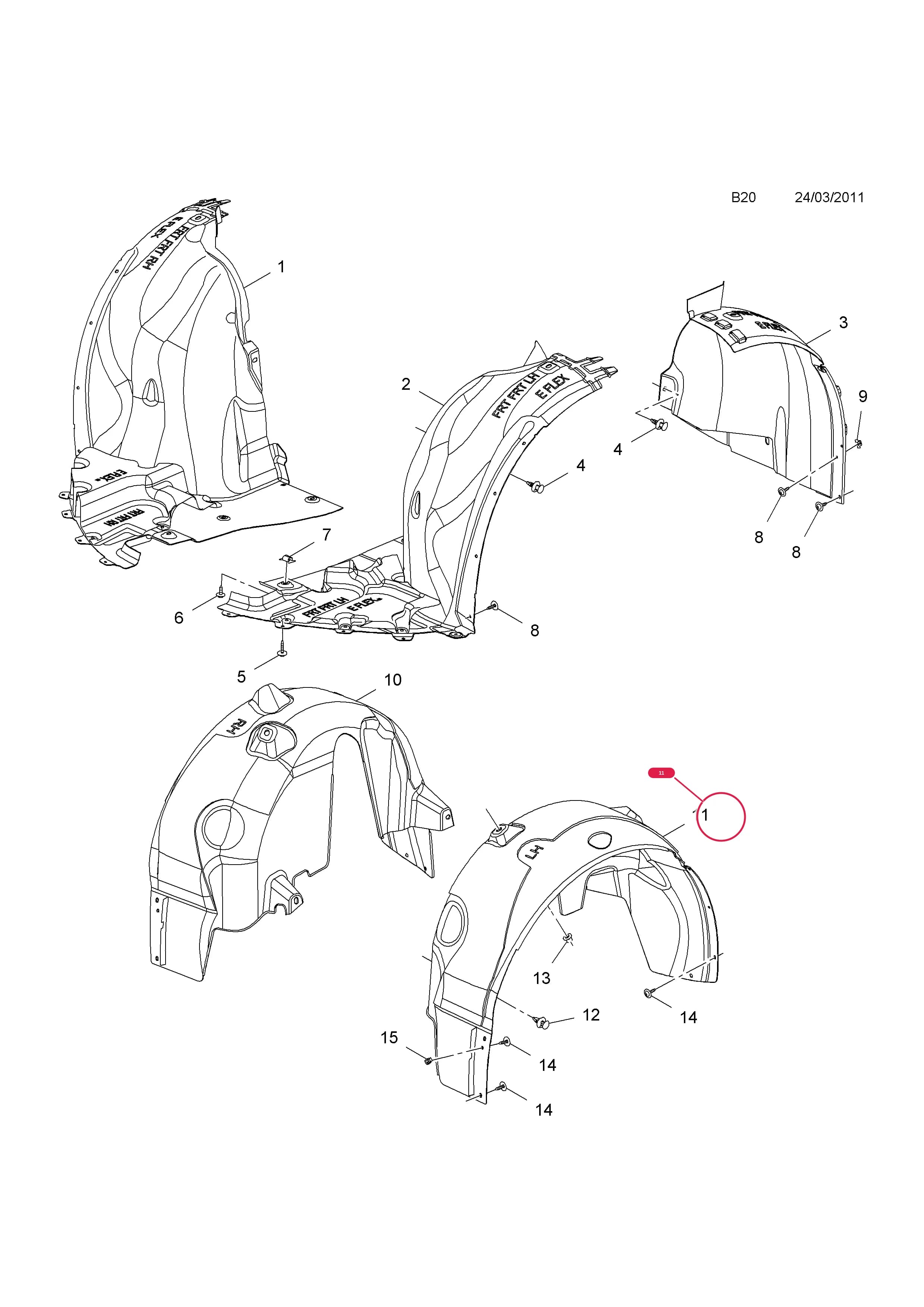 COVER,PROTECTOR,REAR WHEELHOUSE,LH — Opel  AMPERA ( 2012 - ) — B BODY EXTERIOR FITTINGS › 3 WHEELHOUSE LINER