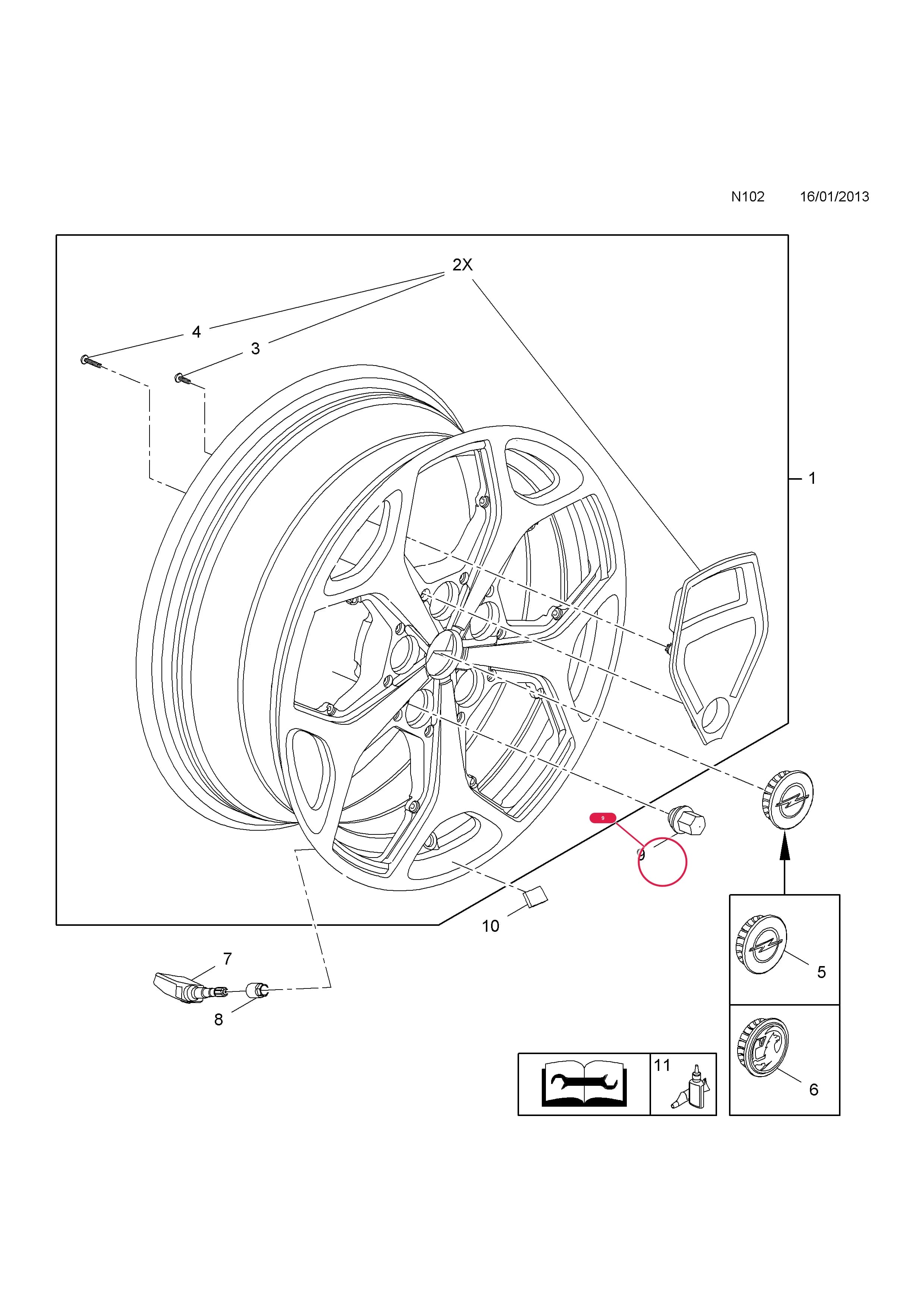 NUT,WHEEL FIXING,WITH CAPПримечание:DO NOT USE WITH STEEL WINTER WHEELS — Opel  AMPERA ( 2012 - ) — N ROAD WHEELS AND TOOLS › 1 ROAD WHEELS