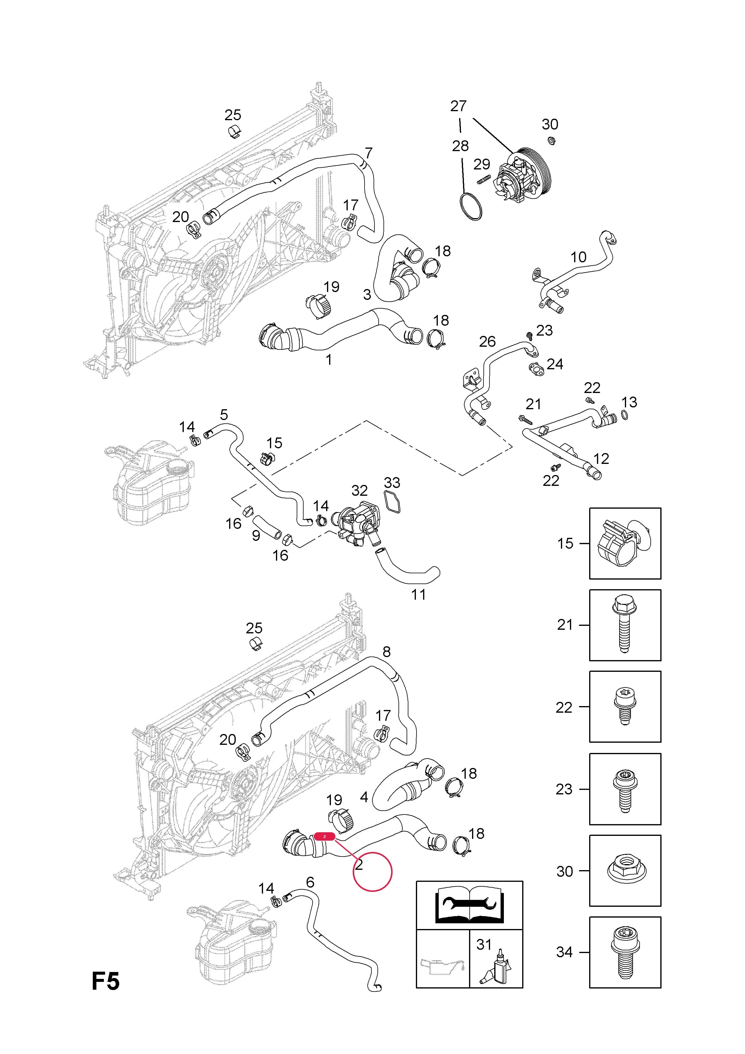 HOSE,RADIATOR INLET,UPPER (IDENT FA2) — Opel  CORSA-D ( 2007 - ) — F COOLING › 27.HOSES AND PIPES