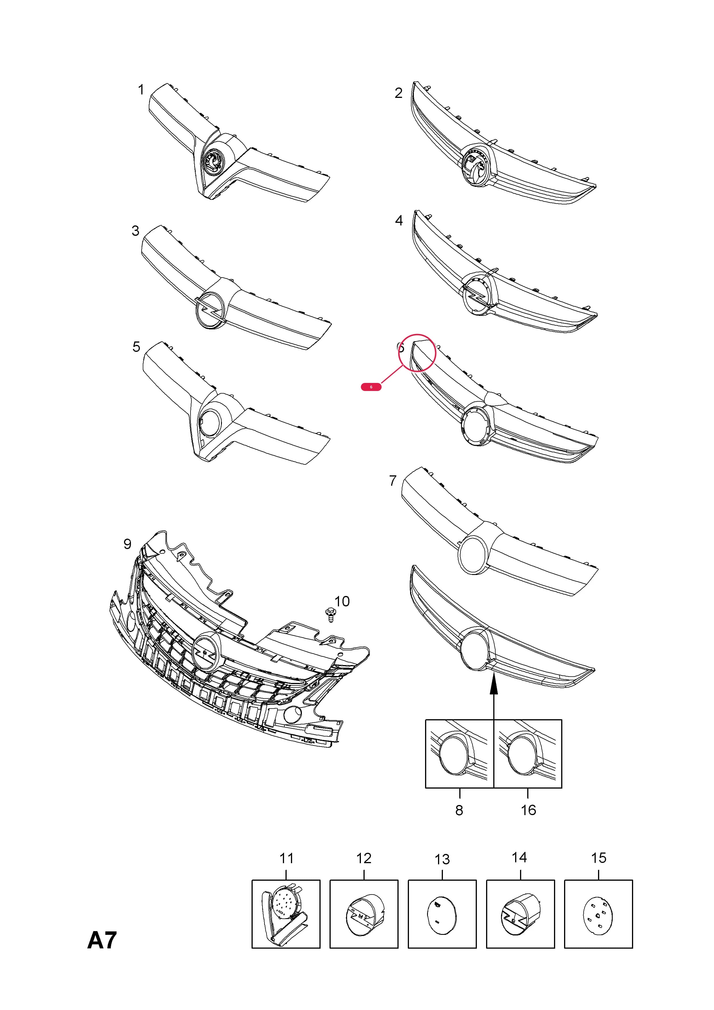 MOULDING,RADIATOR GRILLE,UPPER,CHROME (VAUXHALL) — Opel  CORSA-D ( 2007 - ) — A BODY SHELL AND PANELS › 3 FRONT END