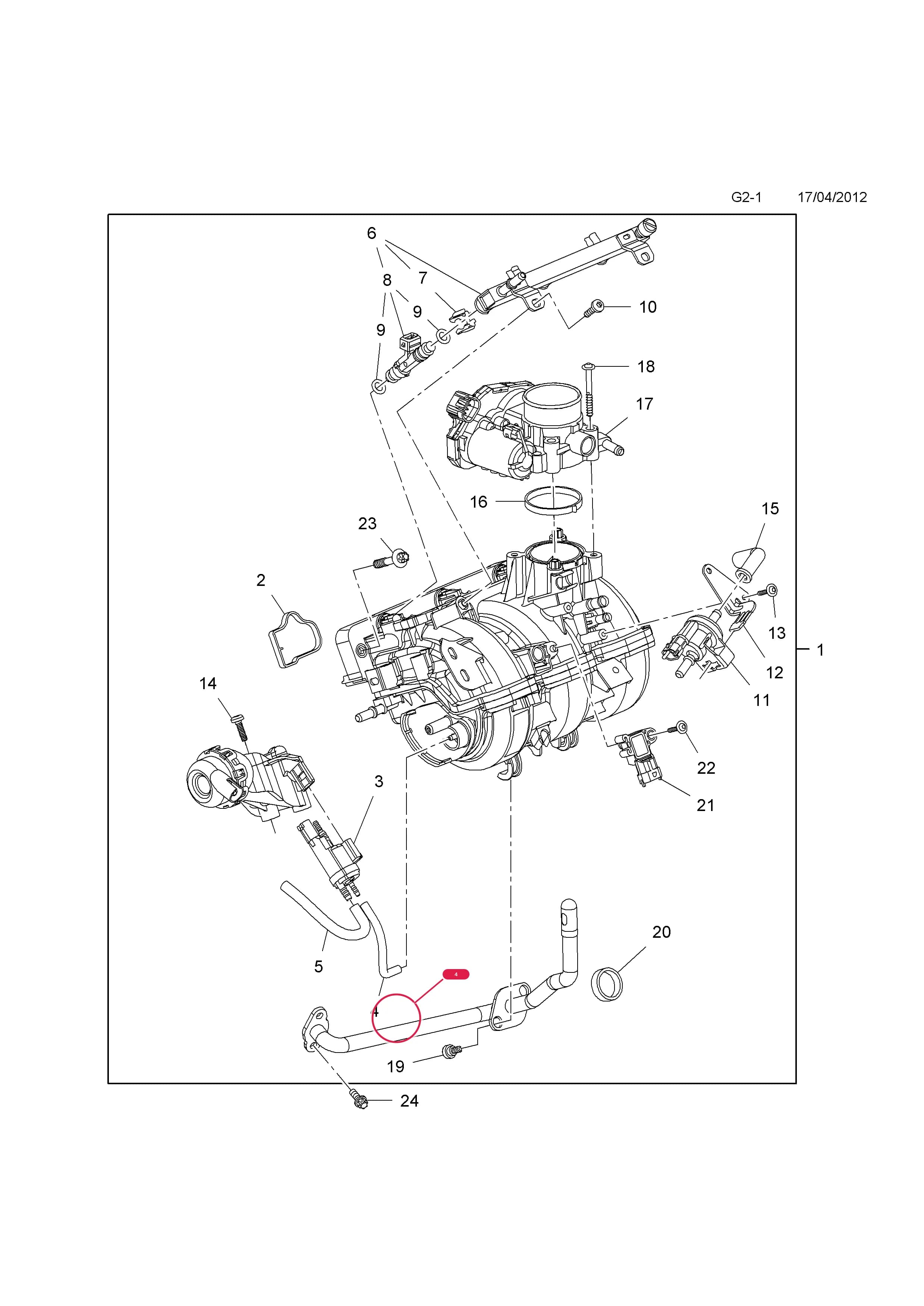 -HOSE,VACUUM — Opel  CORSA-D ( 2007 - ) — G FUEL AND EXHAUST › 1 Z10XEP[LJ4],A10XEP[LDB],Z12XEP[LB4],A12XEL[LWD],A12XER[LDC],Z14XEP[LJ2],A14XEL[L2Z],A14XER[LDD] PETROL ENGINES