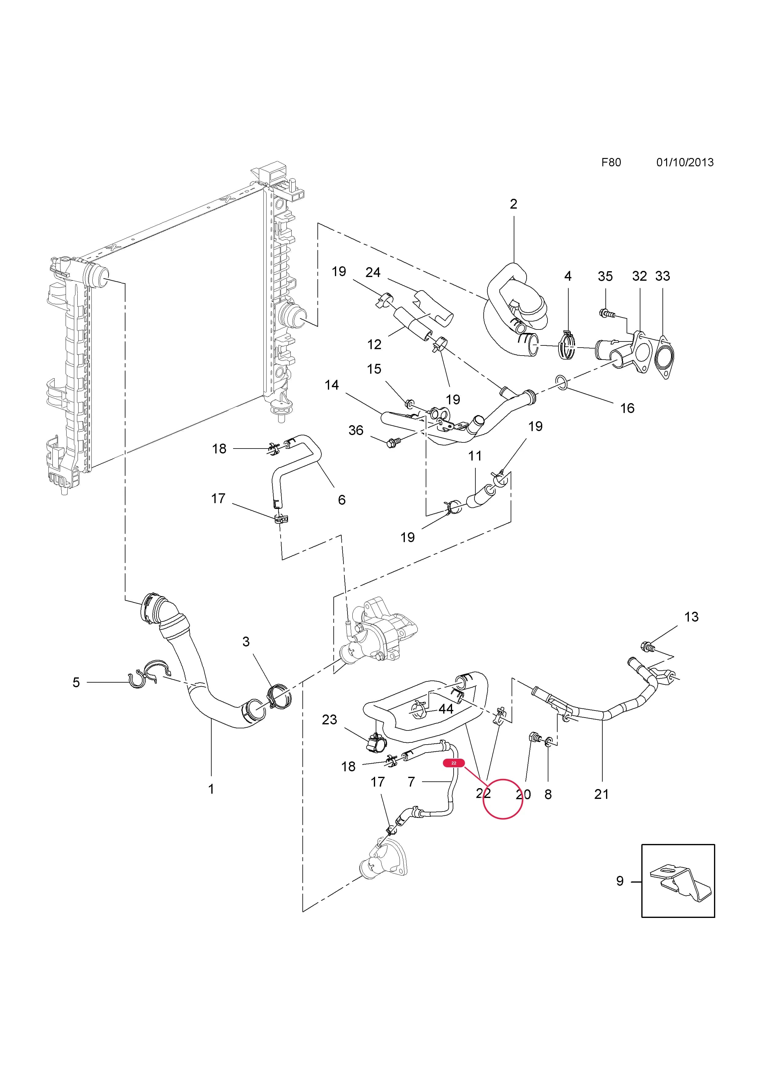 HOSE,HEADER TANK,OUTLET — Opel  MERIVA-B ( 2010 - ) — F COOLING › 13.HOSES AND PIPES