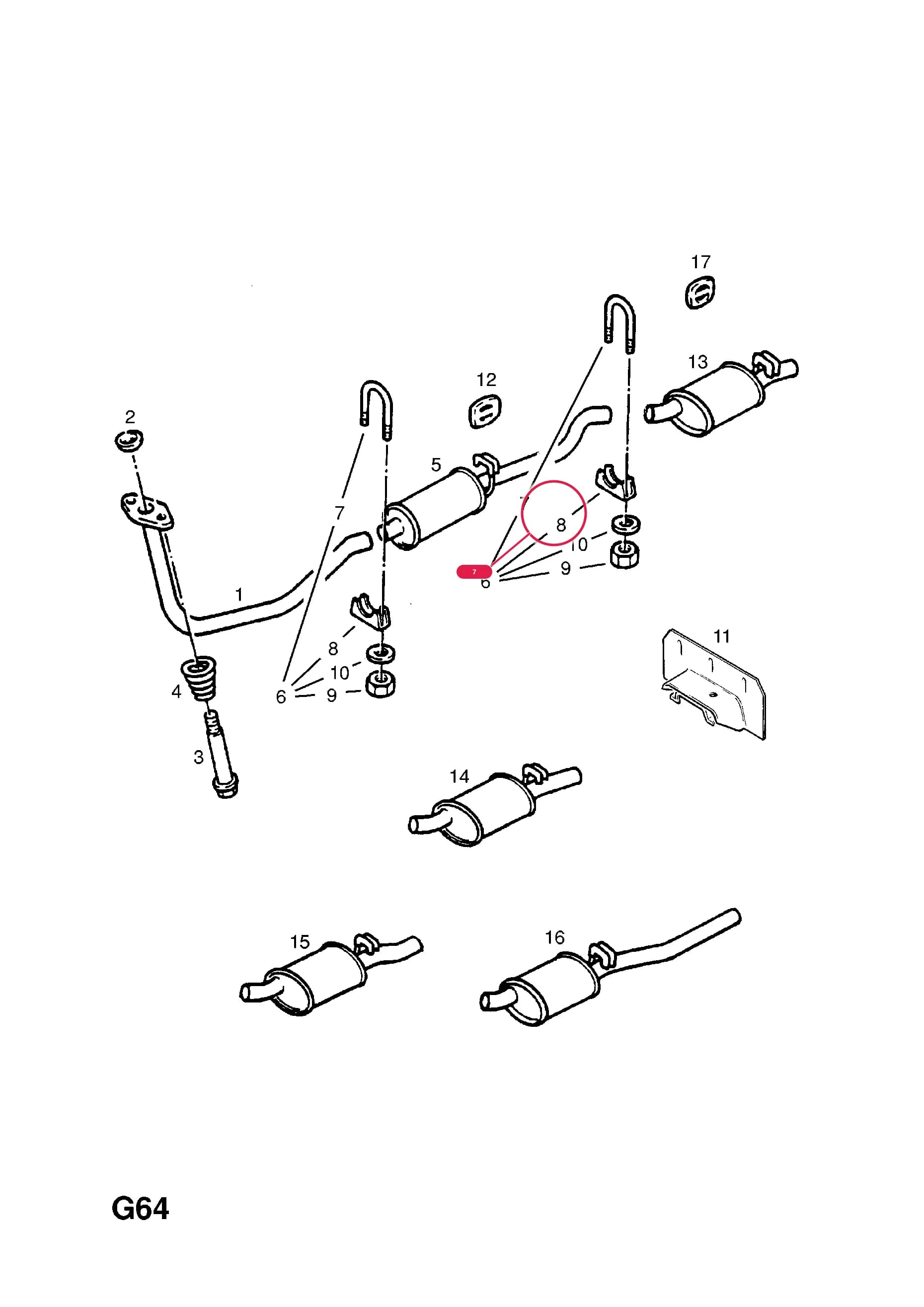 -BOW,EXHAUST PIPE TO SILENCER — Opel  CORSA-A ( 1983 -  1992) — G FUEL AND EXHAUST › 68.10S[LP5] PETROL ENGINE