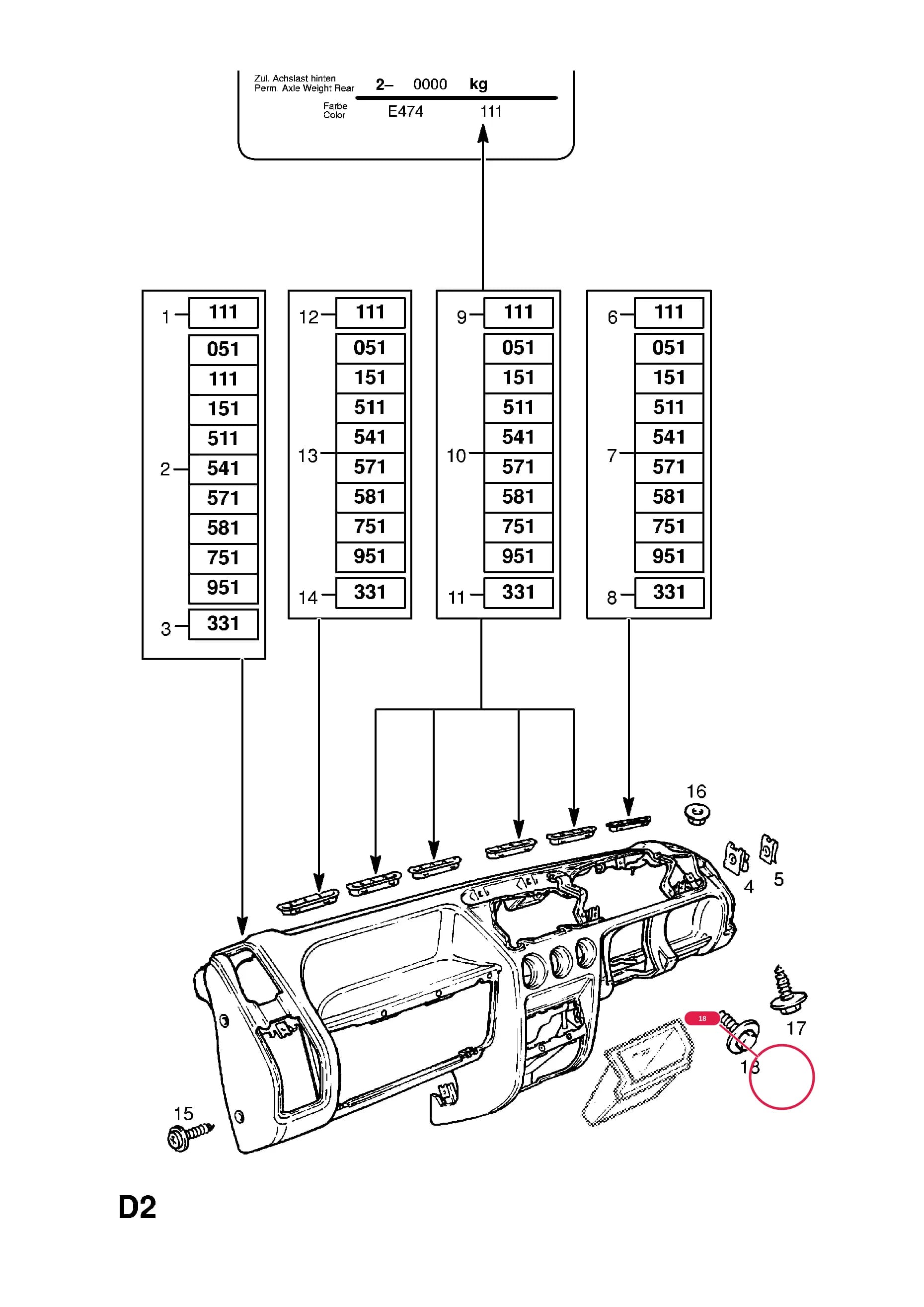 SCREW,TAPERED HEX.HD.,5.0 X 16,INSTRUMENT PANEL TO HEATER CHAMBER — Opel  CORSA-A ( 1983 -  1992) — D BODY INTERIOR TRIM › 1 INSTRUMENT PANEL AND CONSOLE TRIM